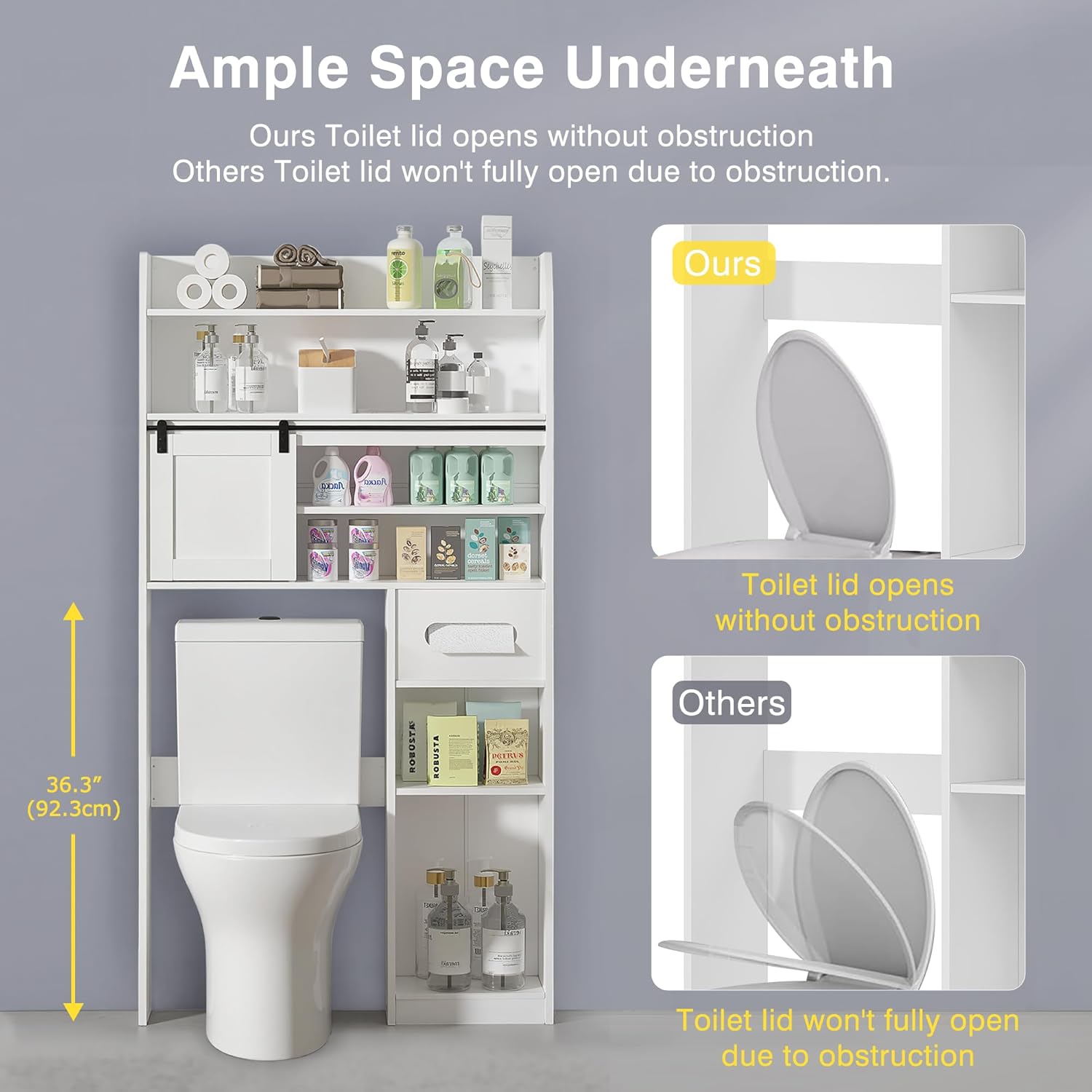 VECELO Over The Toilet Storage Cabinet with Sliding Doors