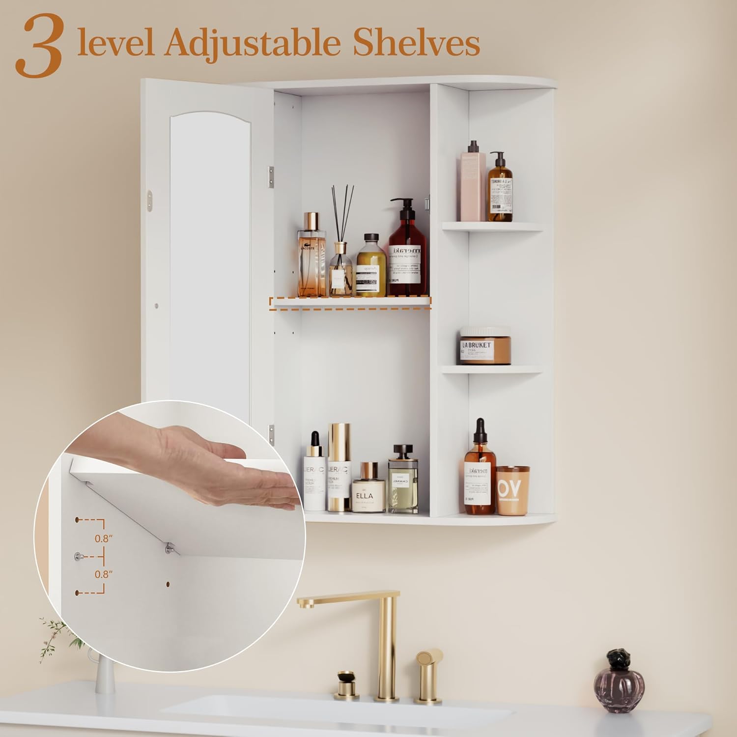 VECELO Bathroom Wall Cabinet with Mirror - VECELO