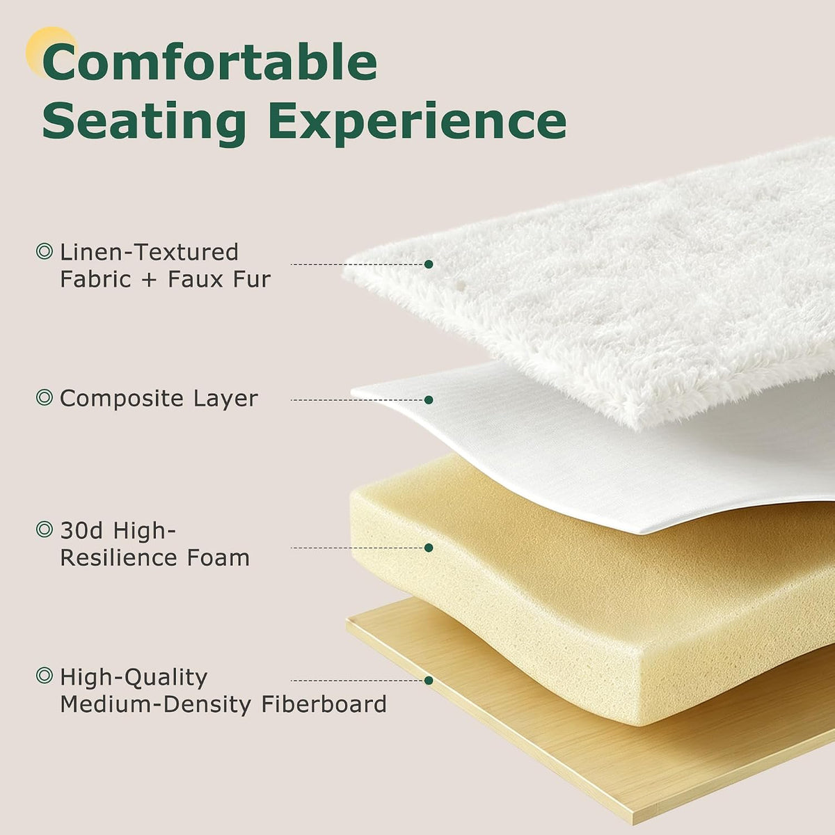 VECELO Vanity Stool Chair with Storage and Folding Back
