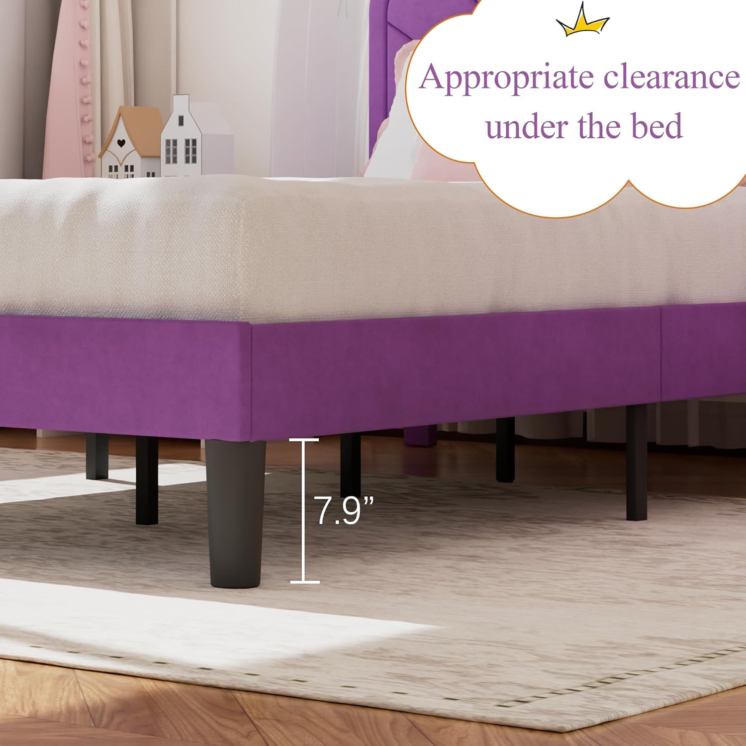 VECELO Twin Size Bed Frame with Crown Headboard