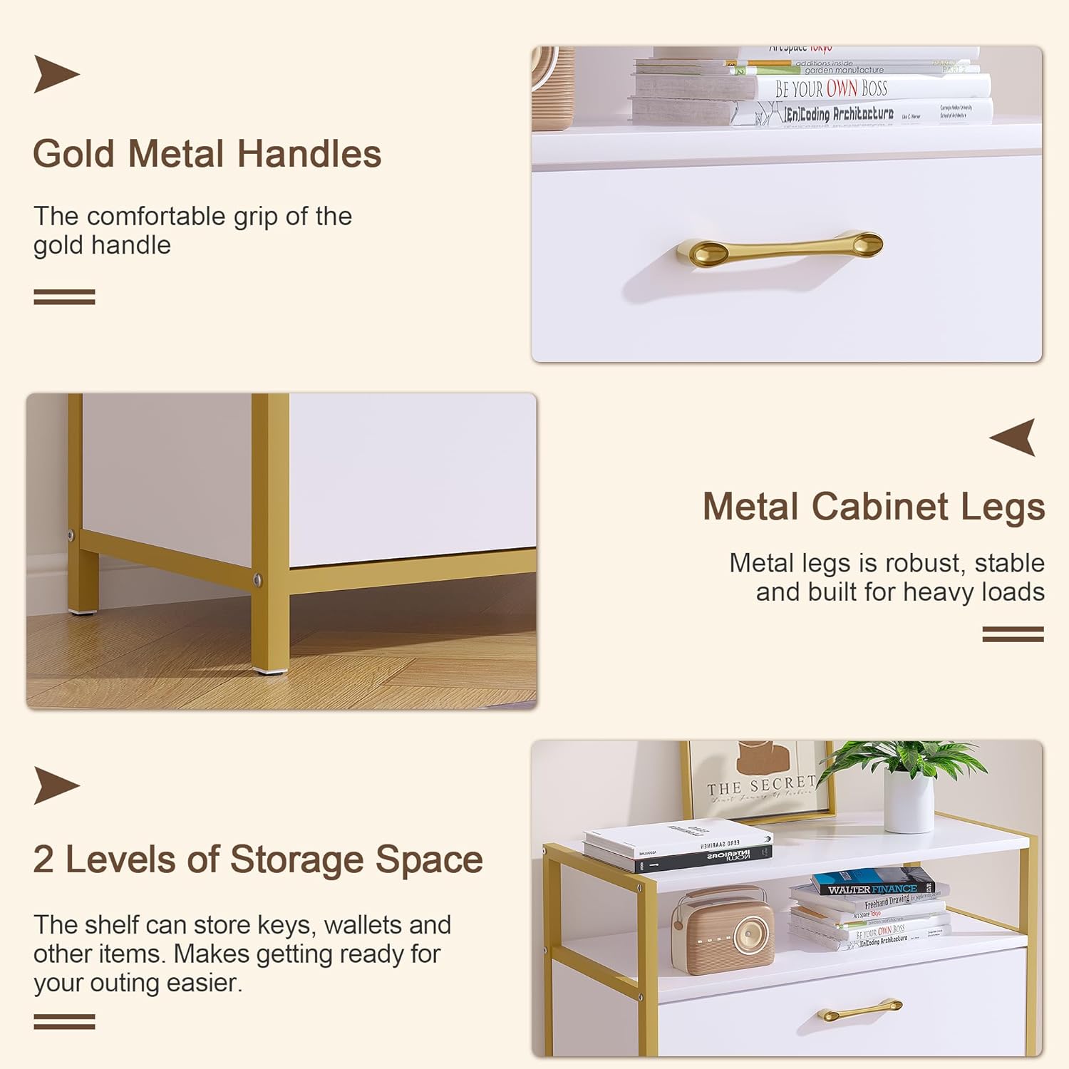 VECELO Shoe Storage Cabinet with 2 Flip Drawers