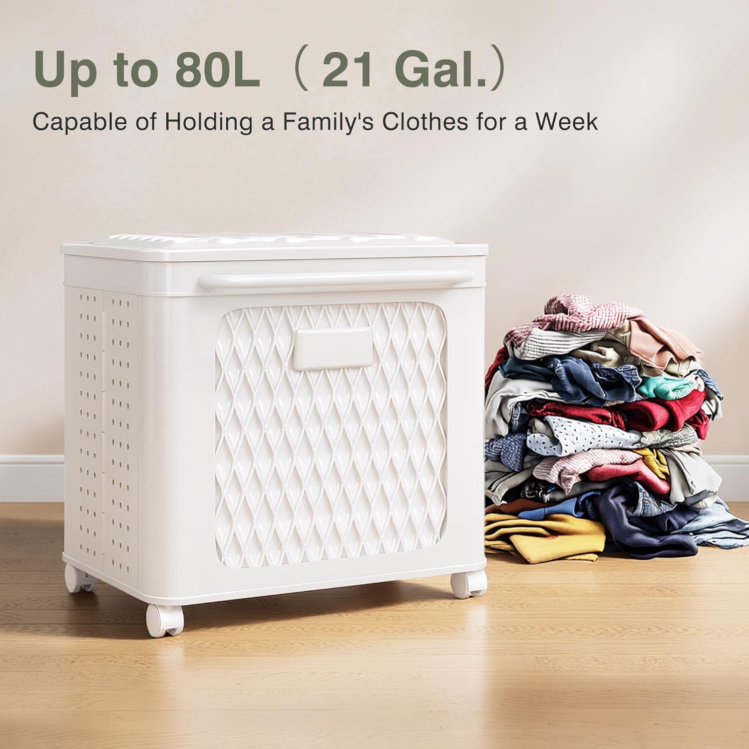 VECELO Rolling Laundry Hamper with Wheels and Lid