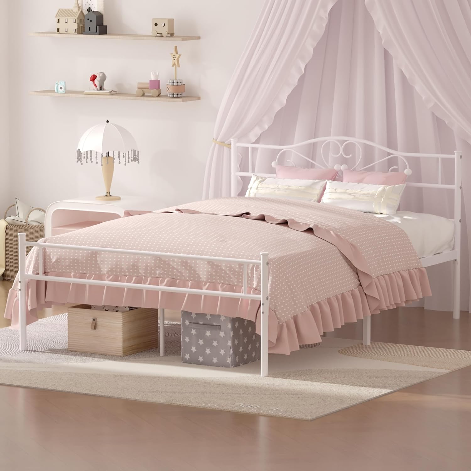 VECELO Metal Platform Bed Frame Mattress Foundation Decorative Headboard & Footboard