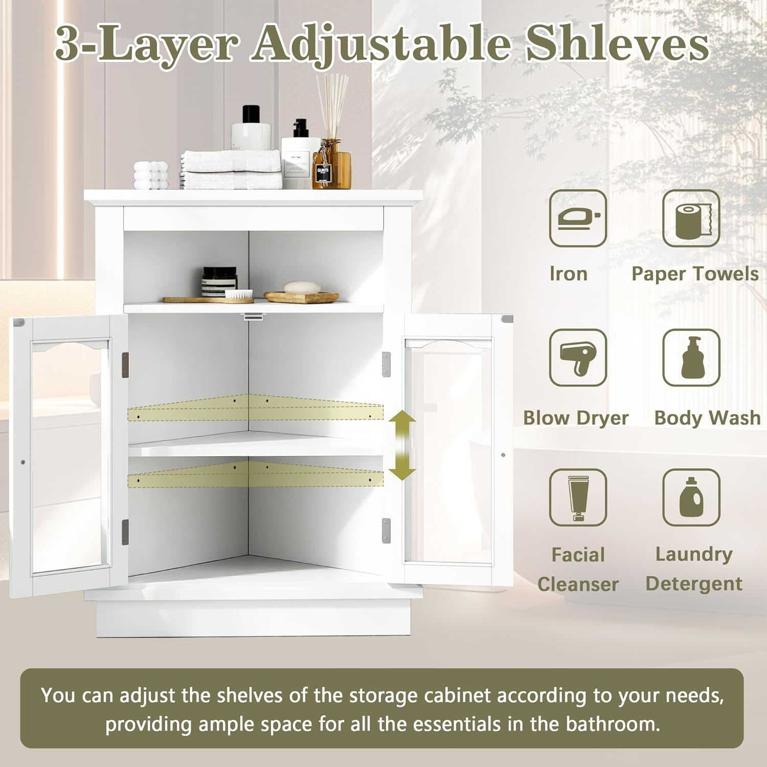 VECELO Corner Bathroom Cabinet