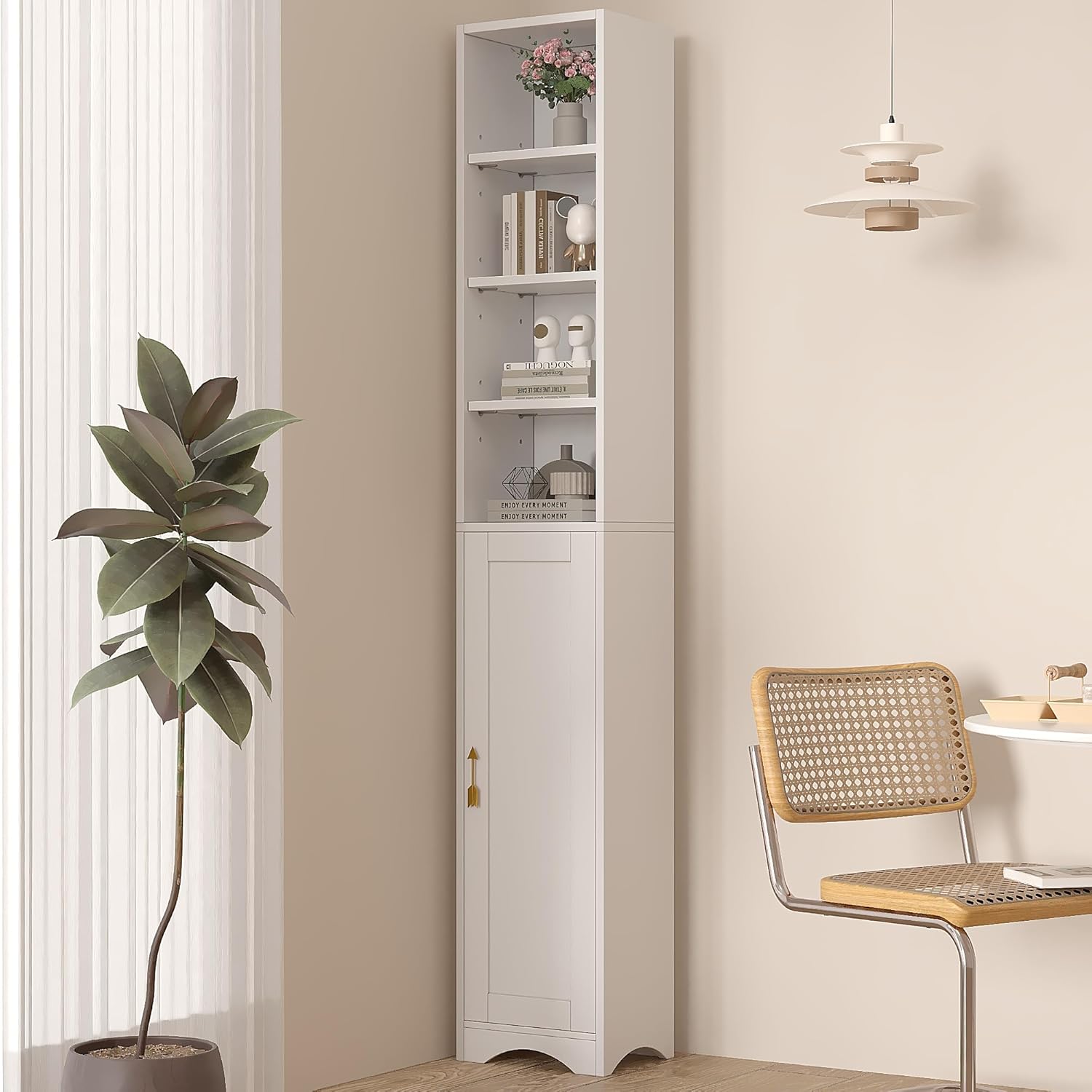 VECELO 71-Inch Tall Narrow Corner Bookcase