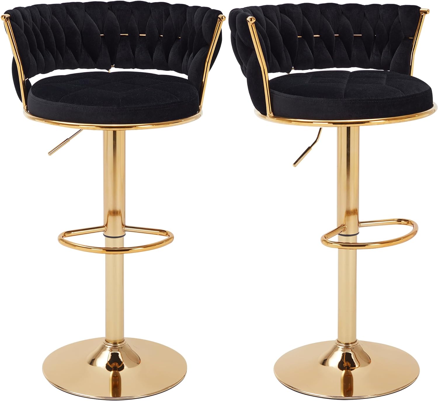 VECELO Bar Stools Set of 2, Adjustable Barstools Counter Height Stools with Back and Arm - VECELO