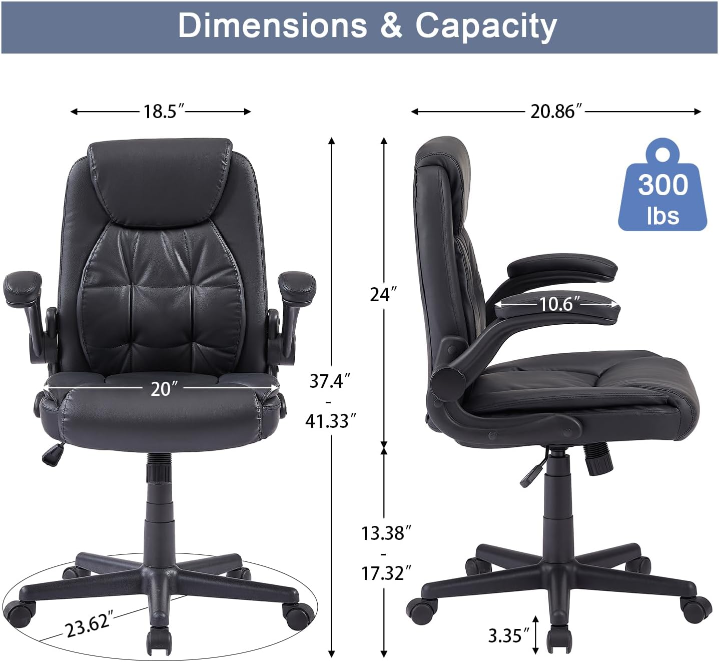 VECELO Executive High-Back PU Leather Computer Desk Chairs