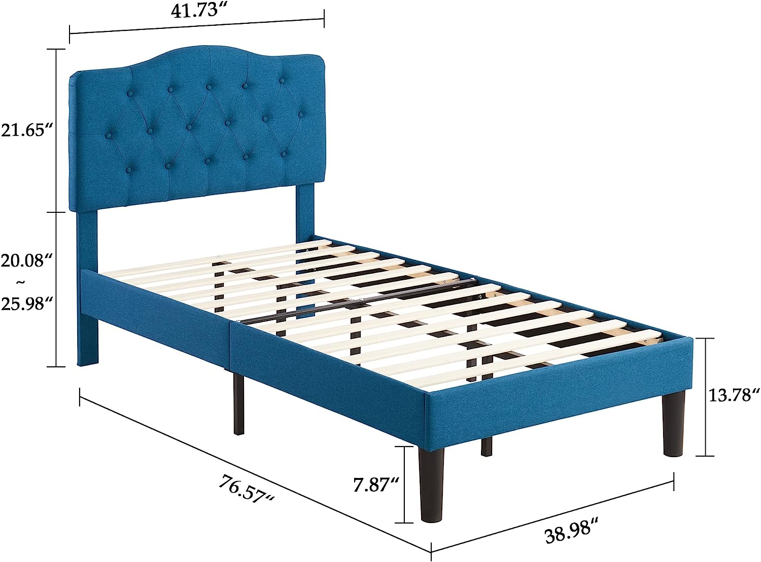 VECELO Classic Upholstered Platform Bed Frame with Diamond Stitched Cloth - VECELO