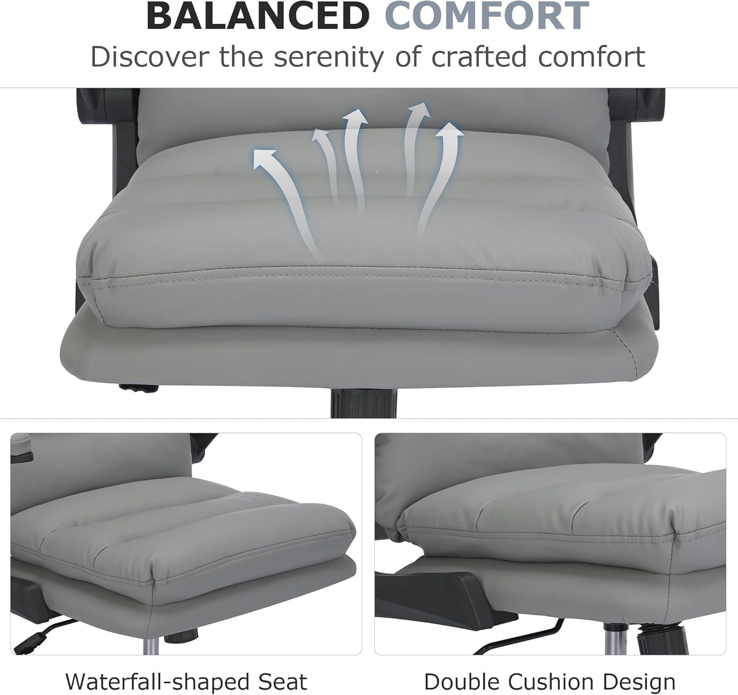 VECELO Ergonomic Swivel Office Desk Chair with Flip-up Armrest and Adjustable Height Lumbar Support