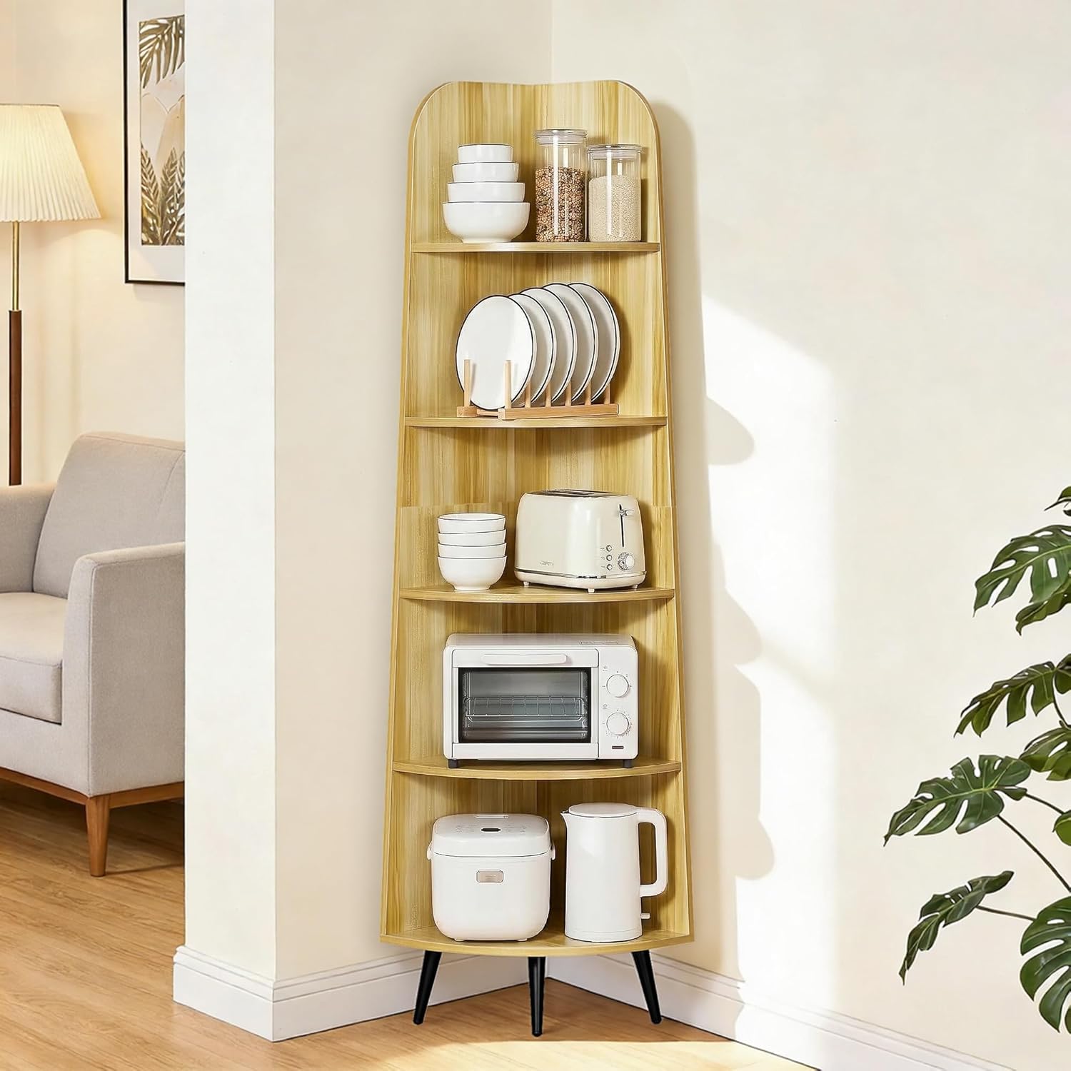 VECELO Large Corner Shelf - 66.93" Tall 5-Tier Organizer