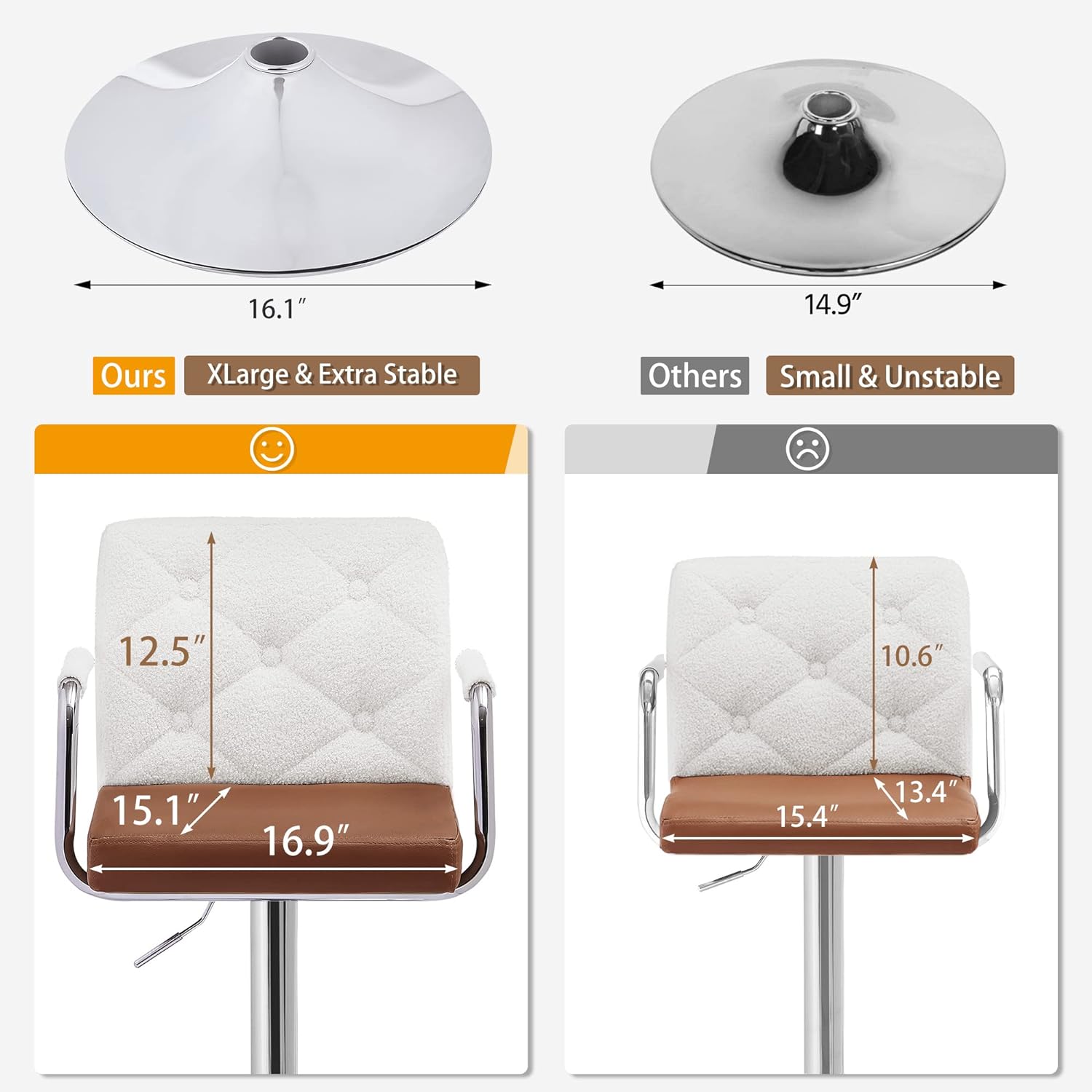 VECELO Adjustable Counter Height Bar Stools Set of 2 - VECELO