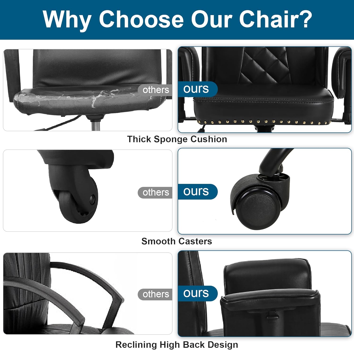 VECELO Ergonomic Office Chair – High Backrest with Tilt