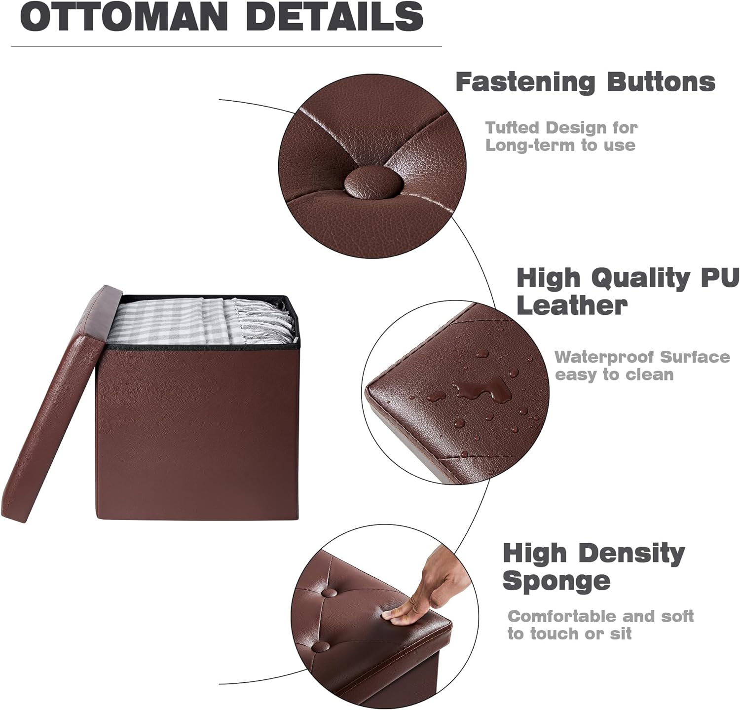 VECELO Storage Ottoman Bench End of Bed 43'' Footstool Footrest Stool Shoestool