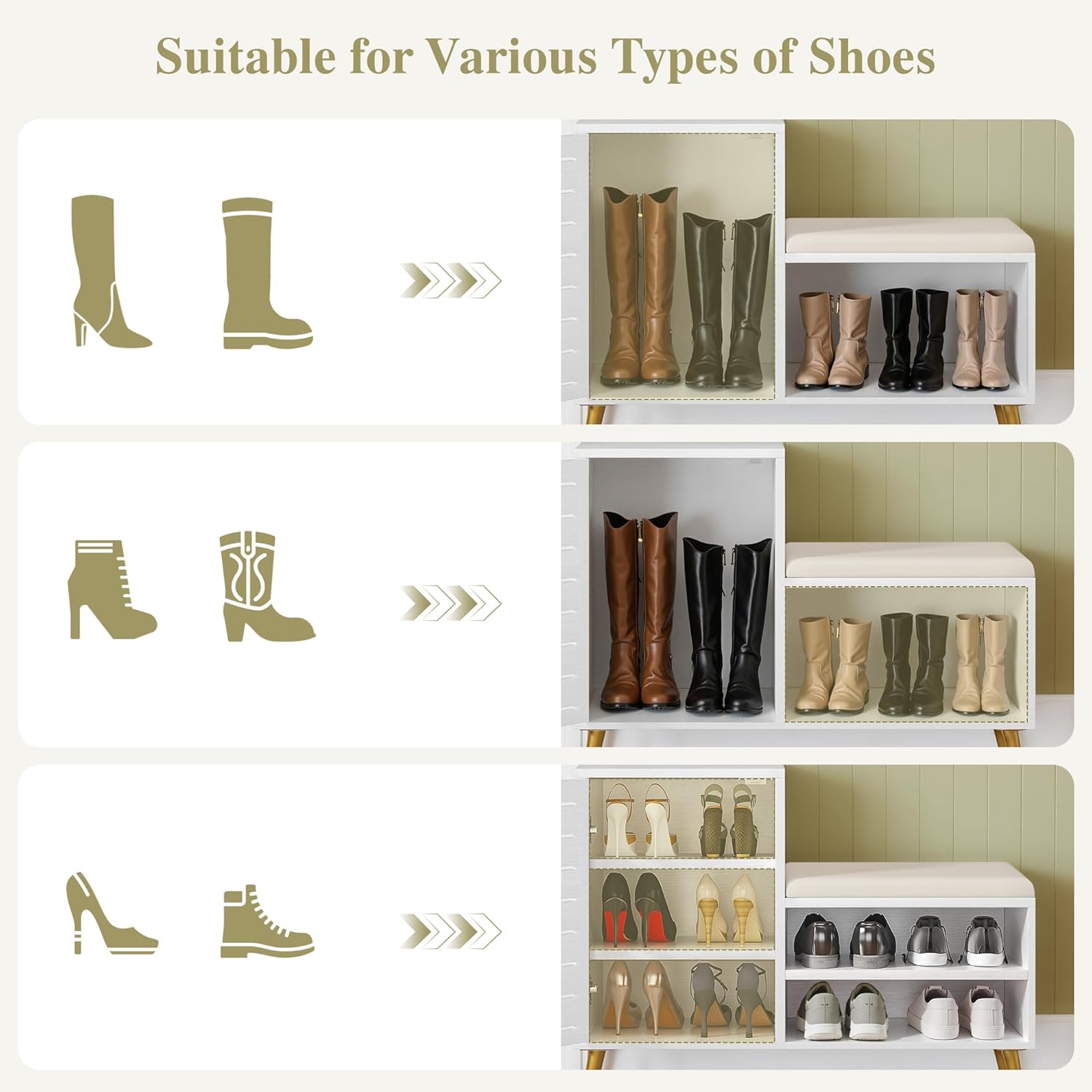 VECELO Shoe Storage Bench with Door&Shelf