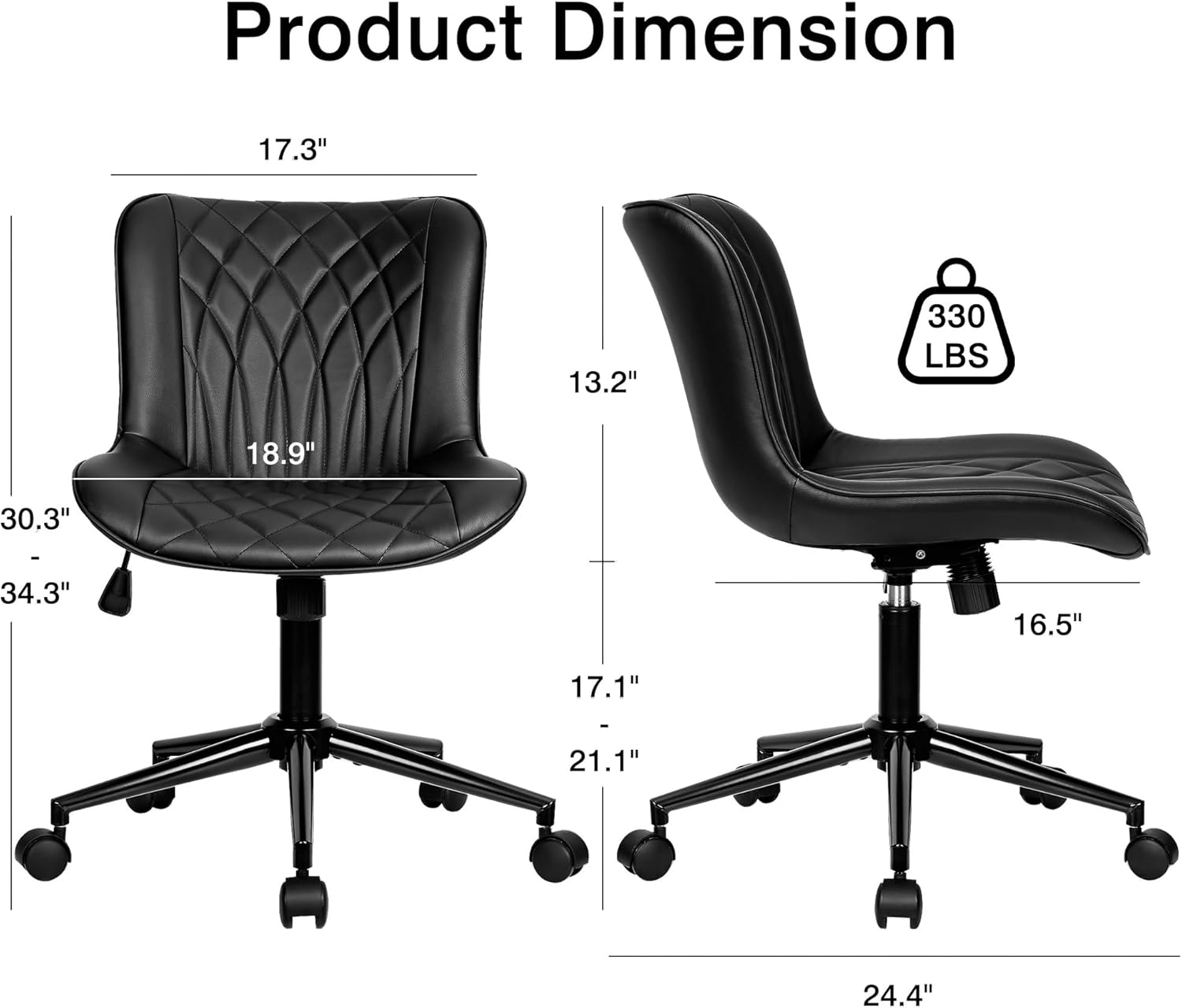 VECELO Mid-Back Desk Chair with Adjustable Height