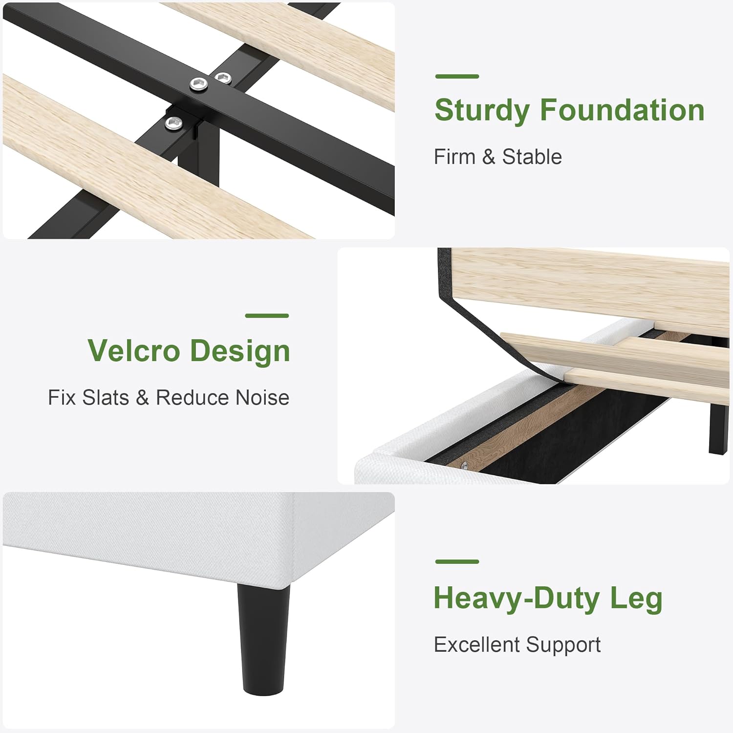 VECELO Bed Frame with Upholstered Wingback Headboard