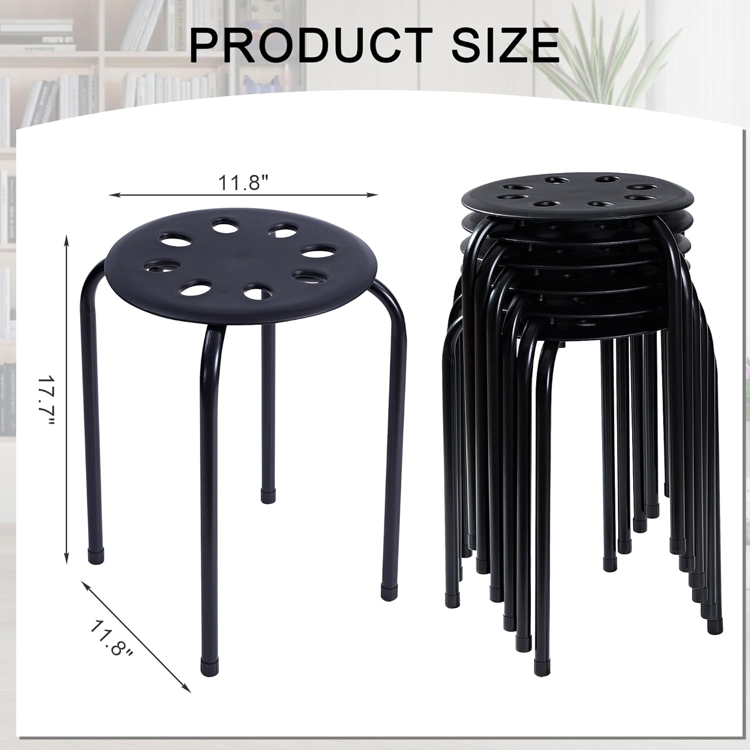 VECELO 6-Piece Stacking Stools, 17.7 Inch Standard Height - VECELO