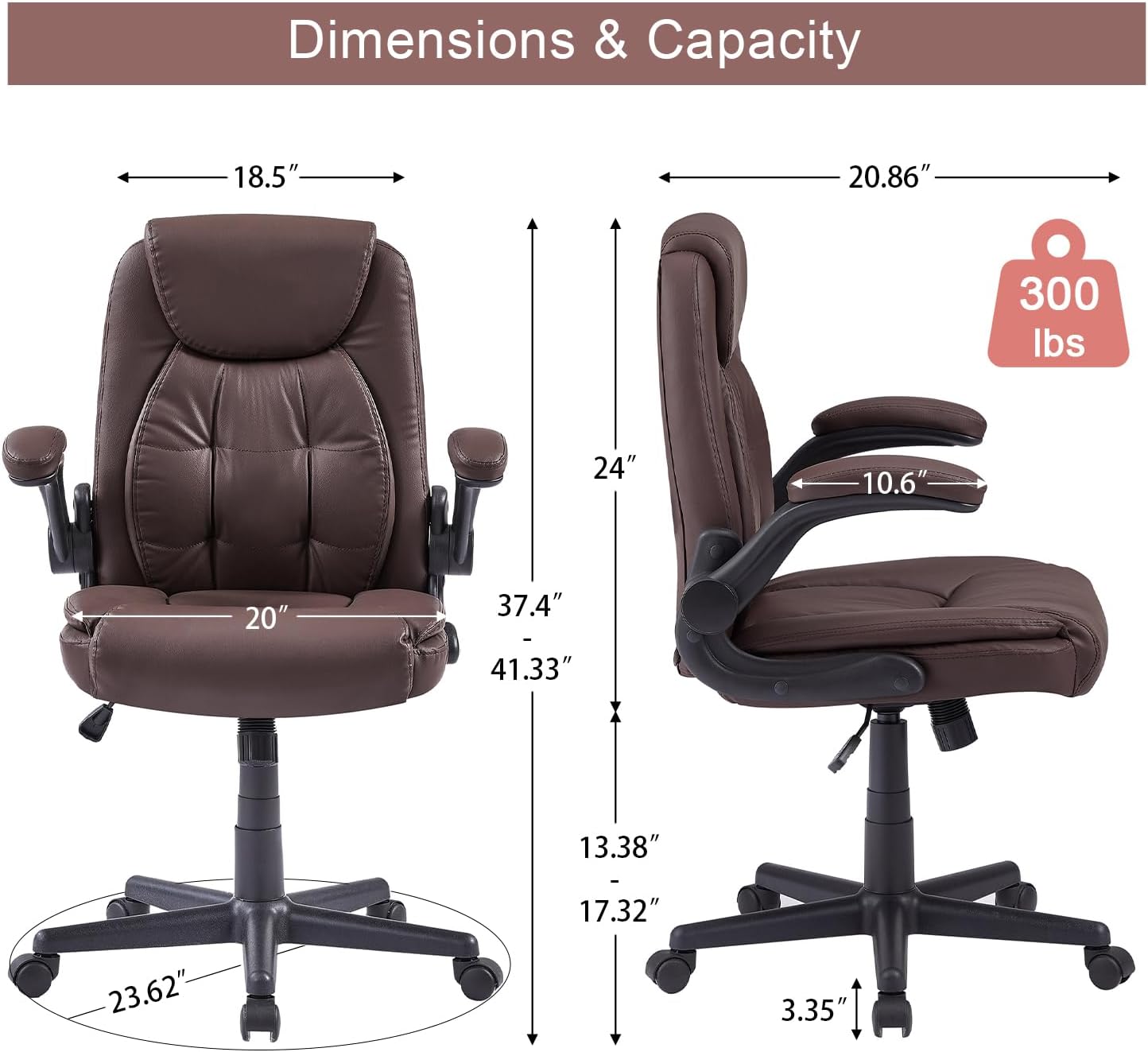 VECELO Executive High-Back PU Leather Computer Desk Chairs