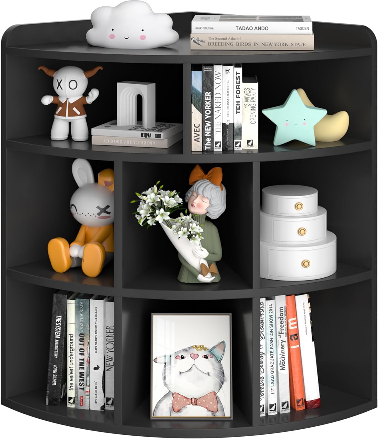 VECELO 3-Tier Corner Cabinet with 8 Cubbies, Wooden Cube Storage Organizer - VECELO