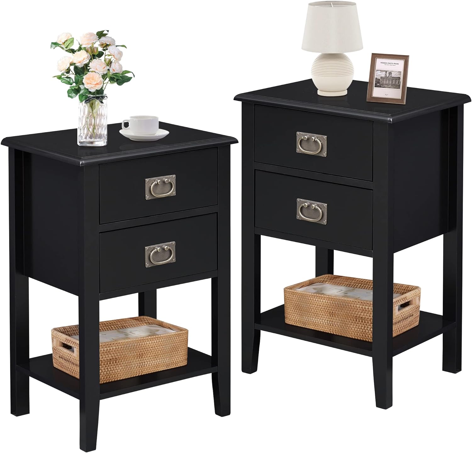 VECELO Modern Nightstands Set of 2, Side End Table with Drawers