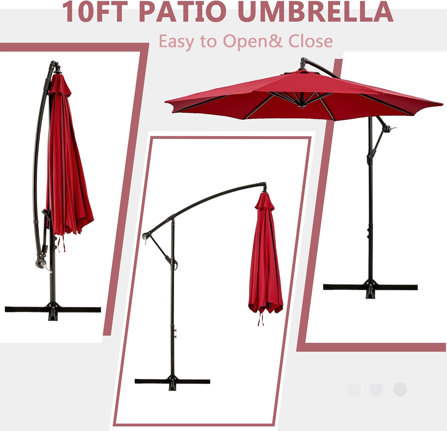 VECELO 10ft Offset Patio Umbrella with UV Protection Waterproof for Outdoor - VECELO
