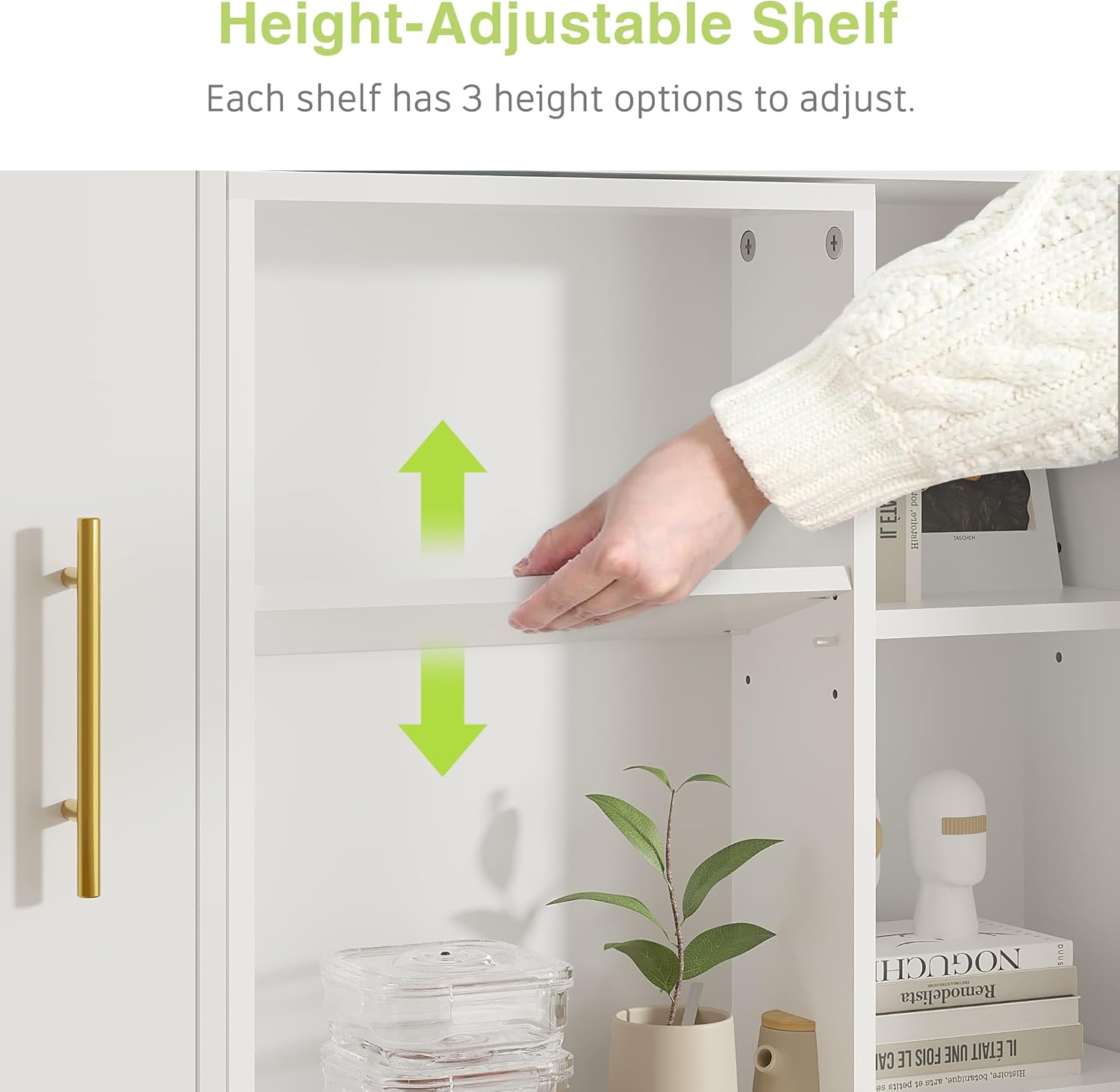 VECELO 4-Tier Floor Storage Cabinet with Adjustable Shelves and Door - VECELO