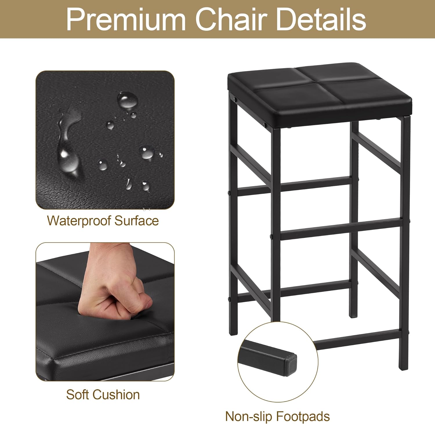 VECELO Bar Table and Chairs for 2 - VECELO