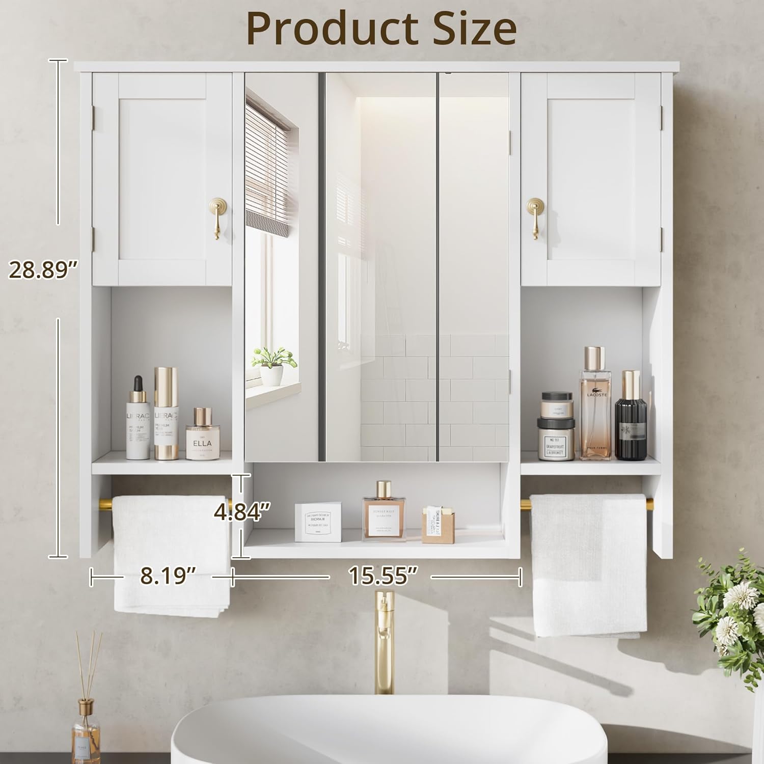 VECELO Bathroom Wall Cabinet with Mirror