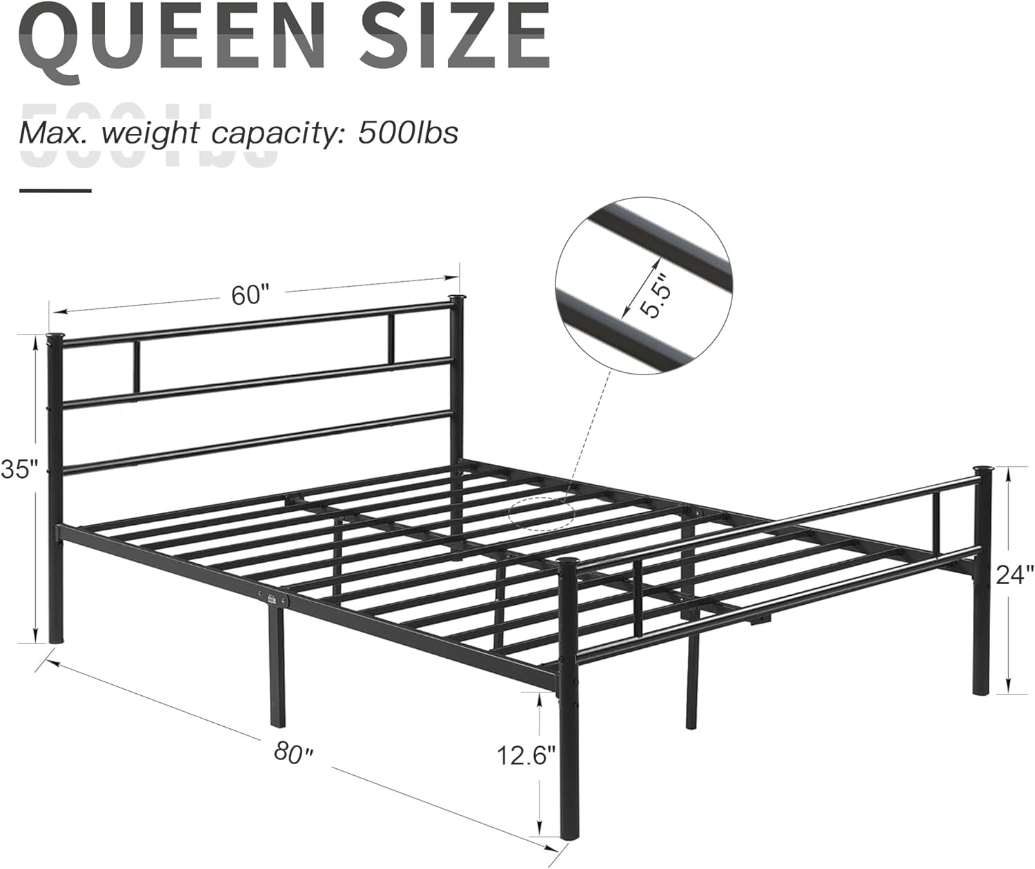 VECELO Platform Bed Frame with Headboard and Footboard, 12'' Under-Bed Storage & Strong Metal Slats Support