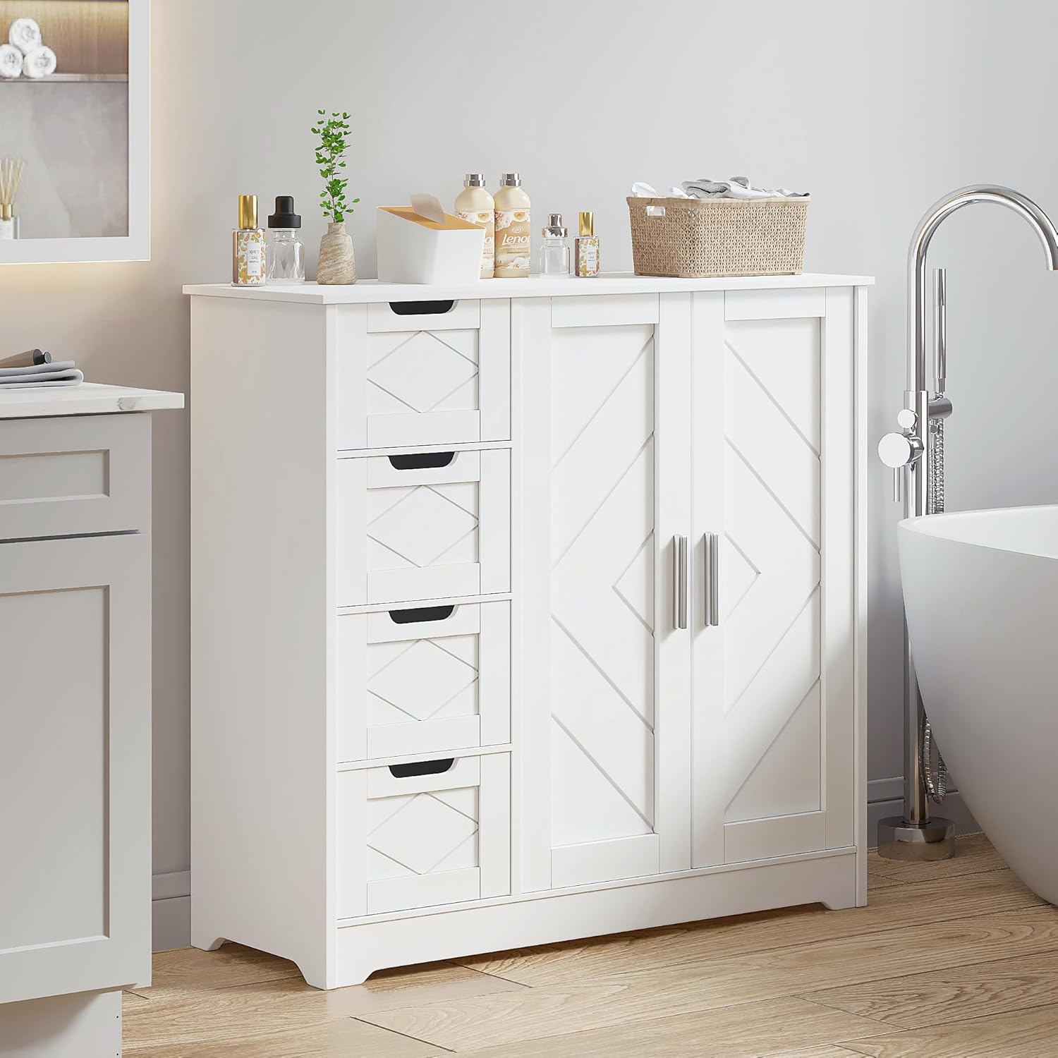 VECELO Bathroom Floor Cabinet with Drawers - VECELO