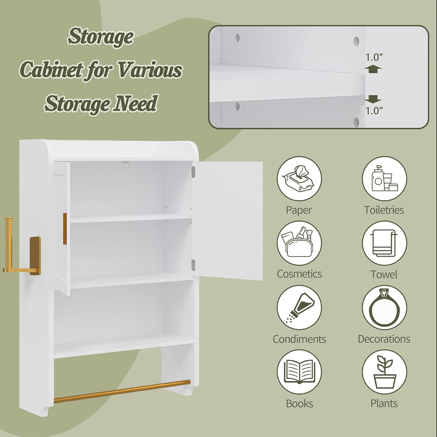 VECELO Bathroom Wall Cabinet, Wall Mounted Medicine Cabinet - VECELO