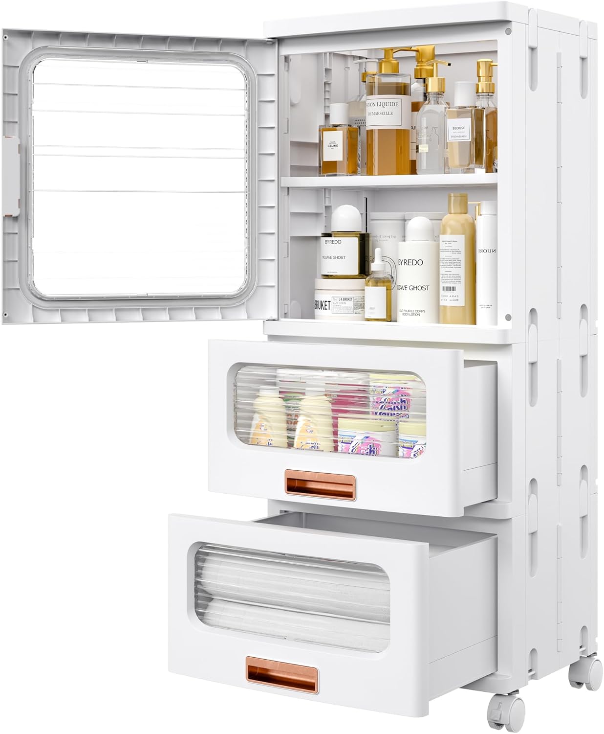 VECELO Narrow Bathroom Storage Cabinet with 2 Drawer