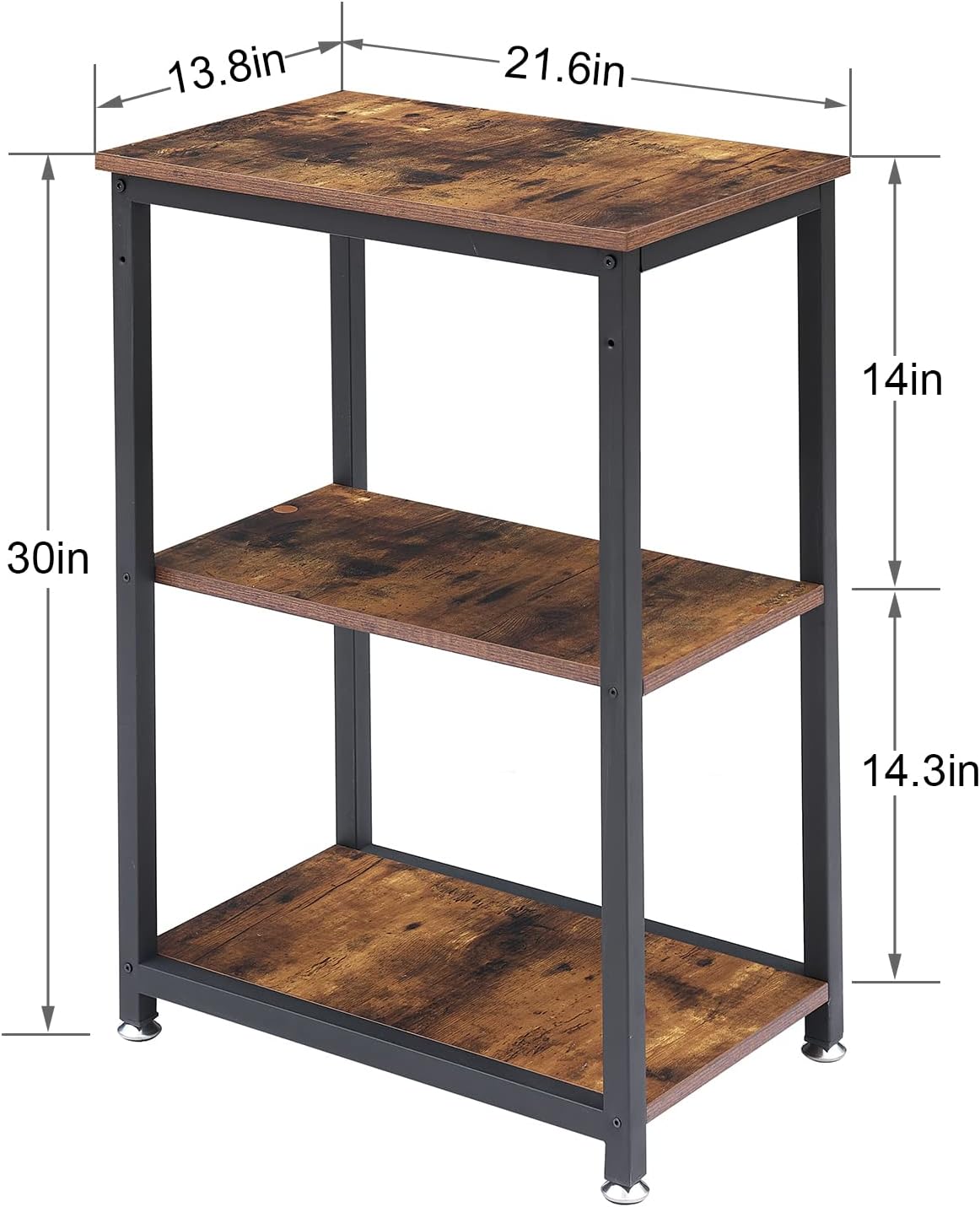 VECELO End Side Table 3-Layer Narrow Night Stand/Entryway/Hallway Console Table for Living Room/Bedroom
