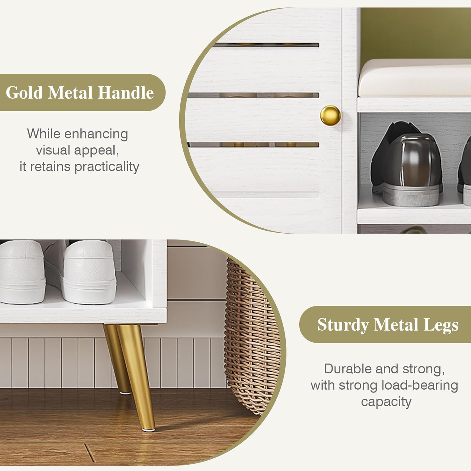 VECELO Shoe Storage Bench with Door&Shelf