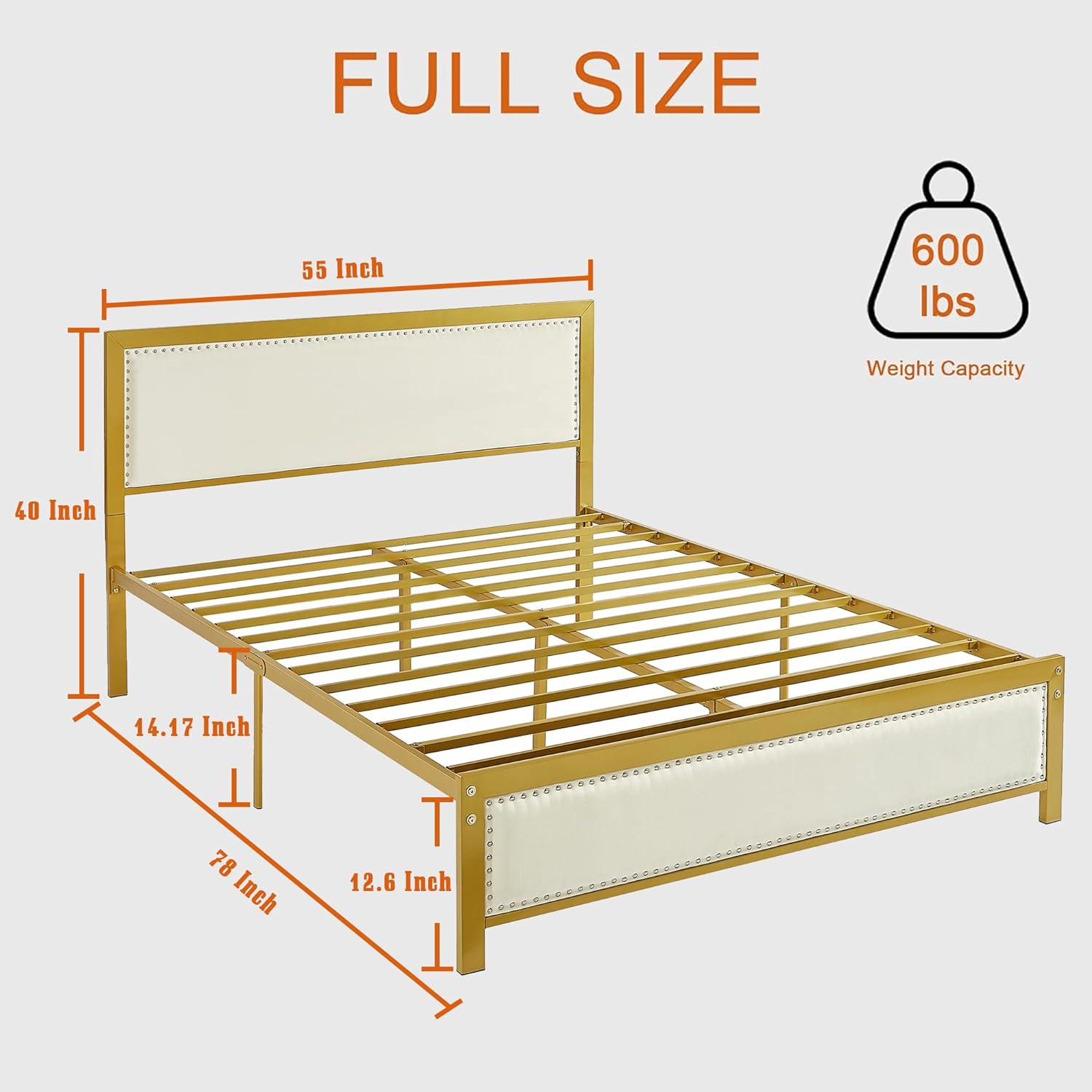 VECELO Bed Frame with Linen Fabric Headboard and Footboard No Box Spring Needed - VECELO