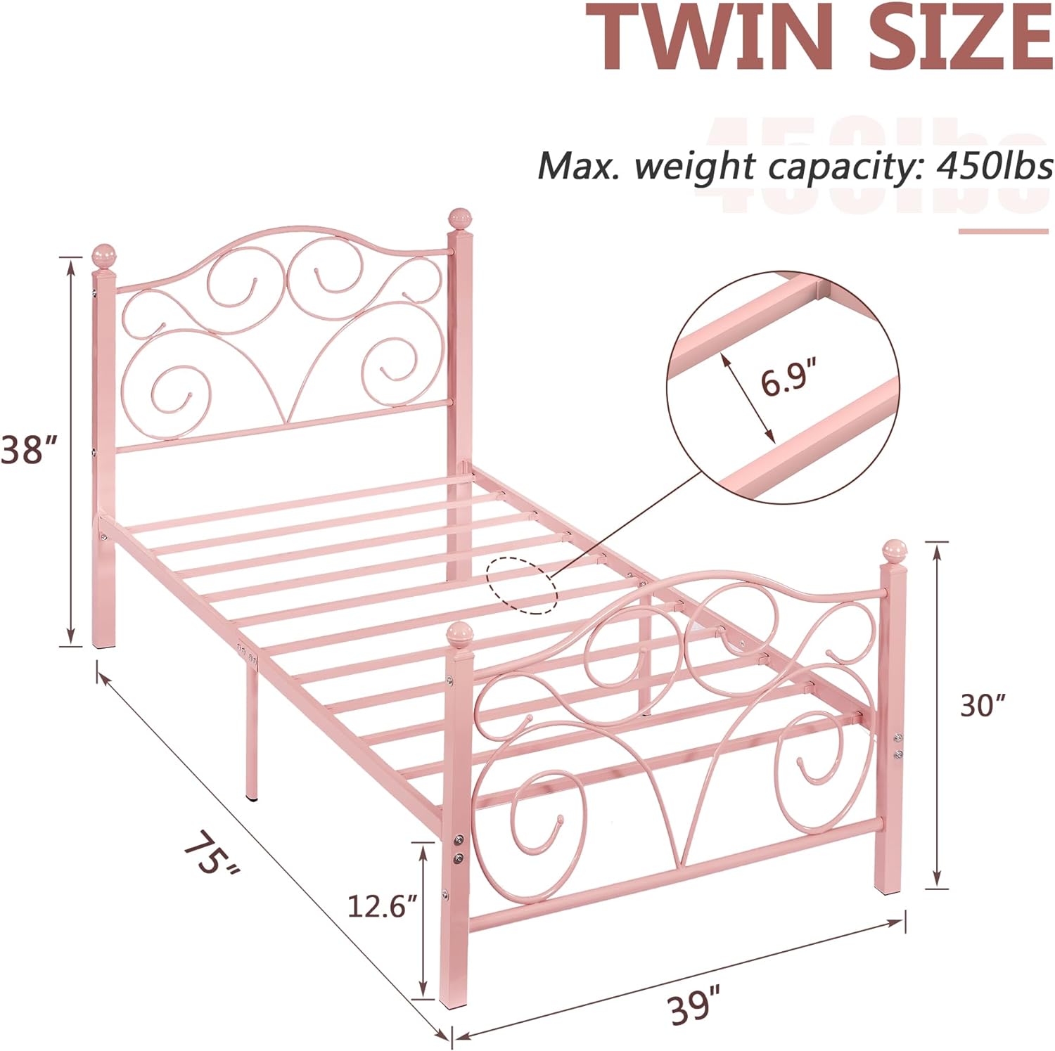 VECELO Classic Metal Bed Frame Mattress Foundation - VECELO