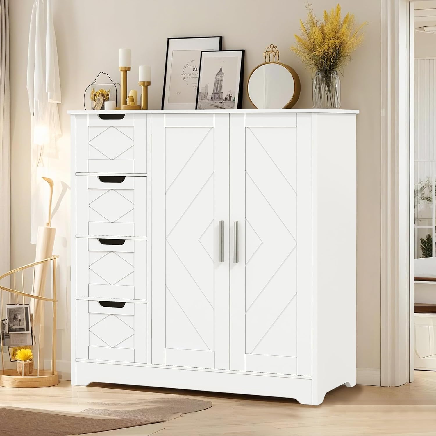 VECELO Bathroom Floor Cabinet with Drawers - VECELO