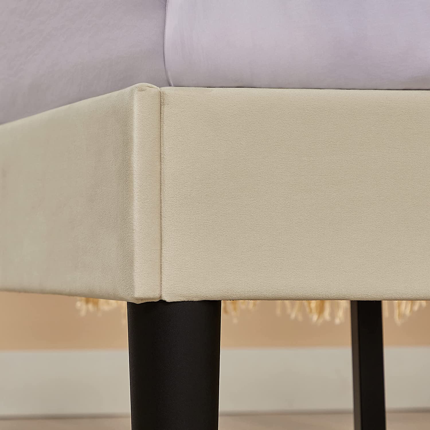 VECELO Upholstered Platform Bed Frame with Adjustable Fabric Headboard