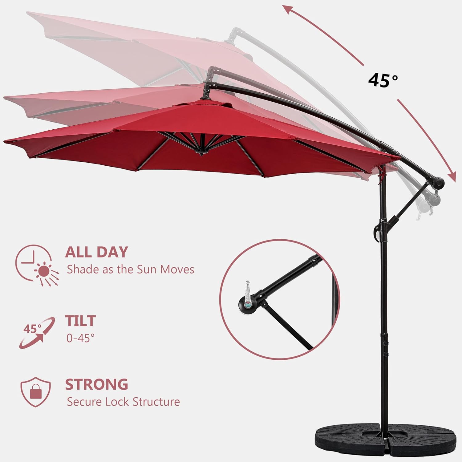 VECELO 10ft Offset Patio Umbrella with UV Protection Waterproof for Outdoor - VECELO