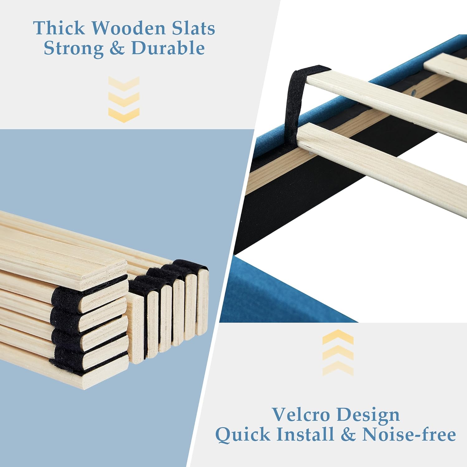 VECELO Upholstered Platform Bed Frame with Height Adjustable Headboard