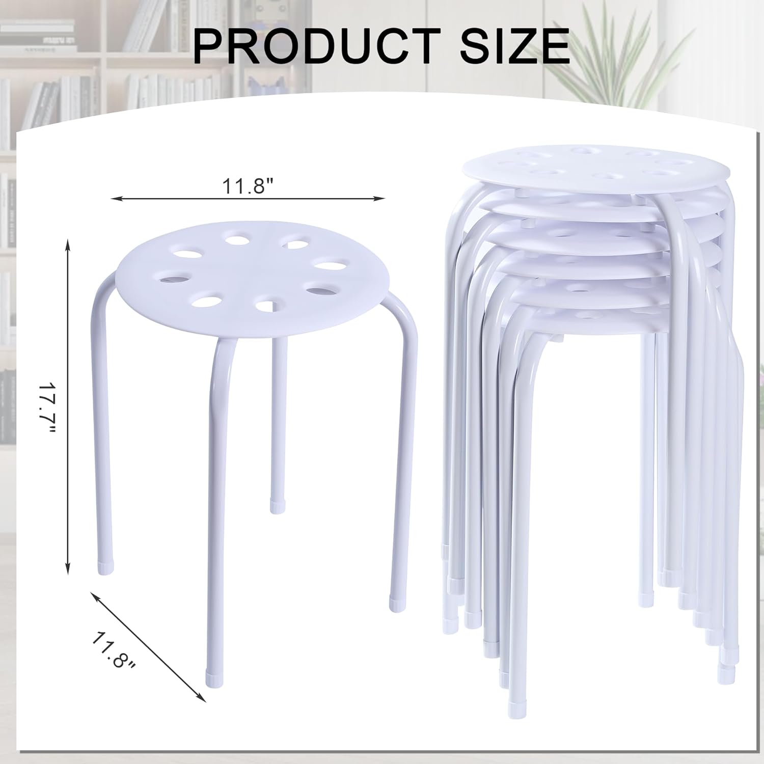 VECELO 6-Piece Stacking Stools, 17.7 Inch Standard Height - VECELO