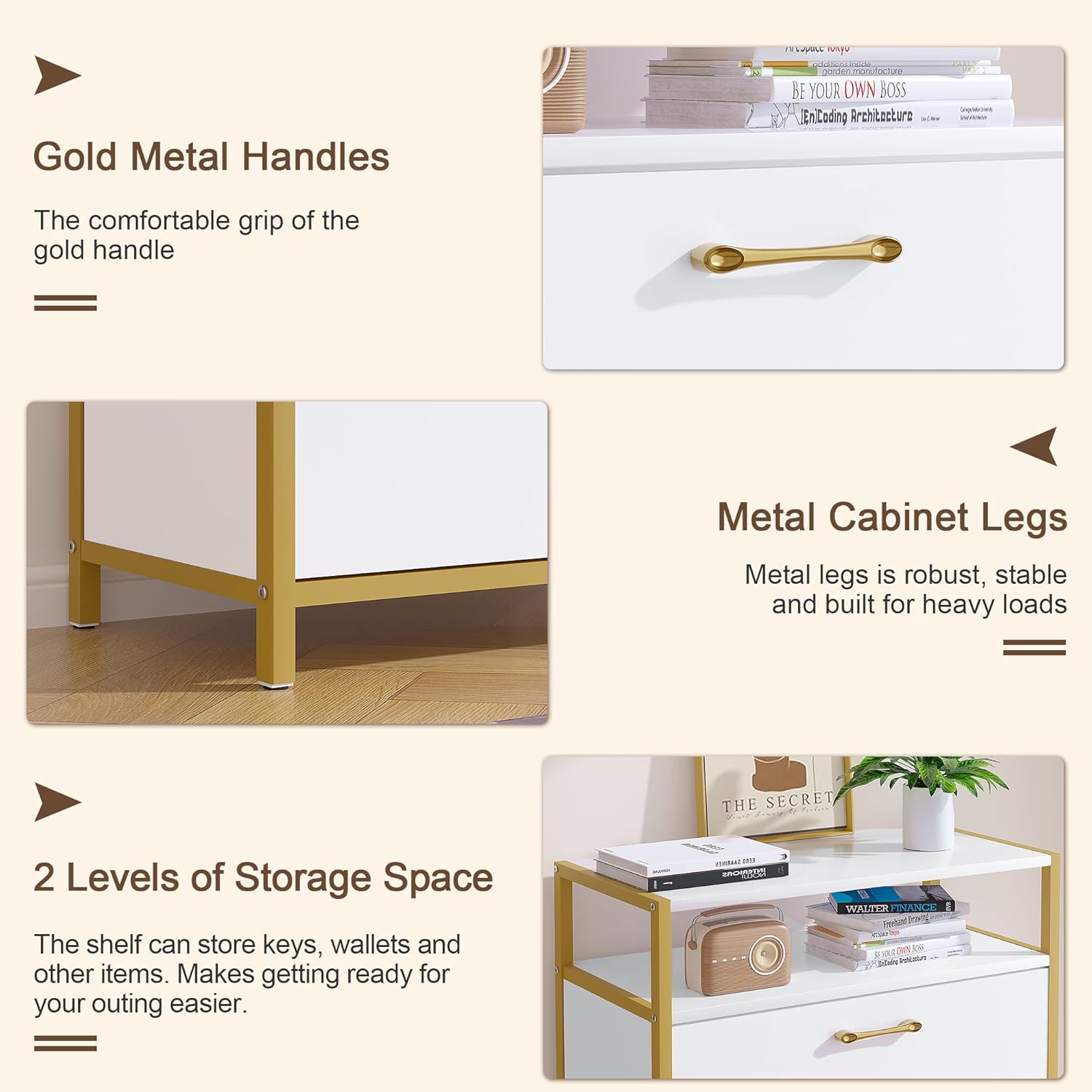 VECELO Shoe Storage Cabinet with 2 Flip Drawers