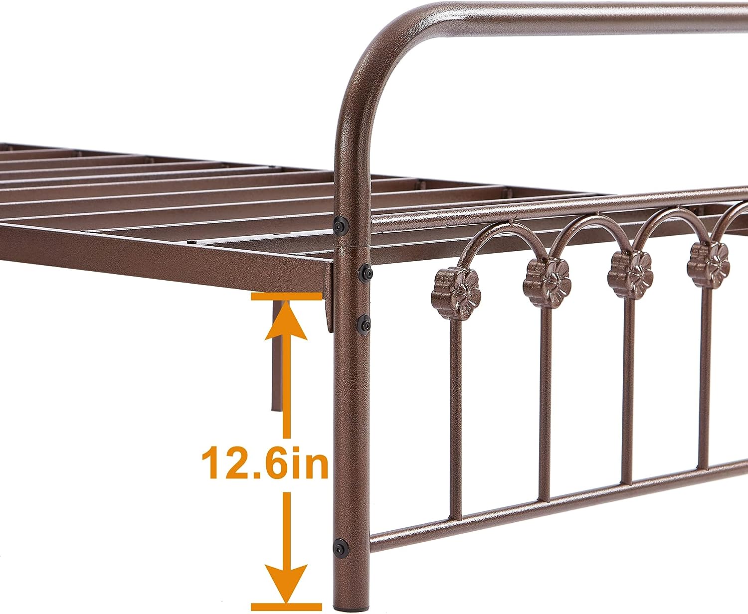 VECELO Metal Bed Frame/Mattress Foundation with Vintage Flower Headboard & Footboard