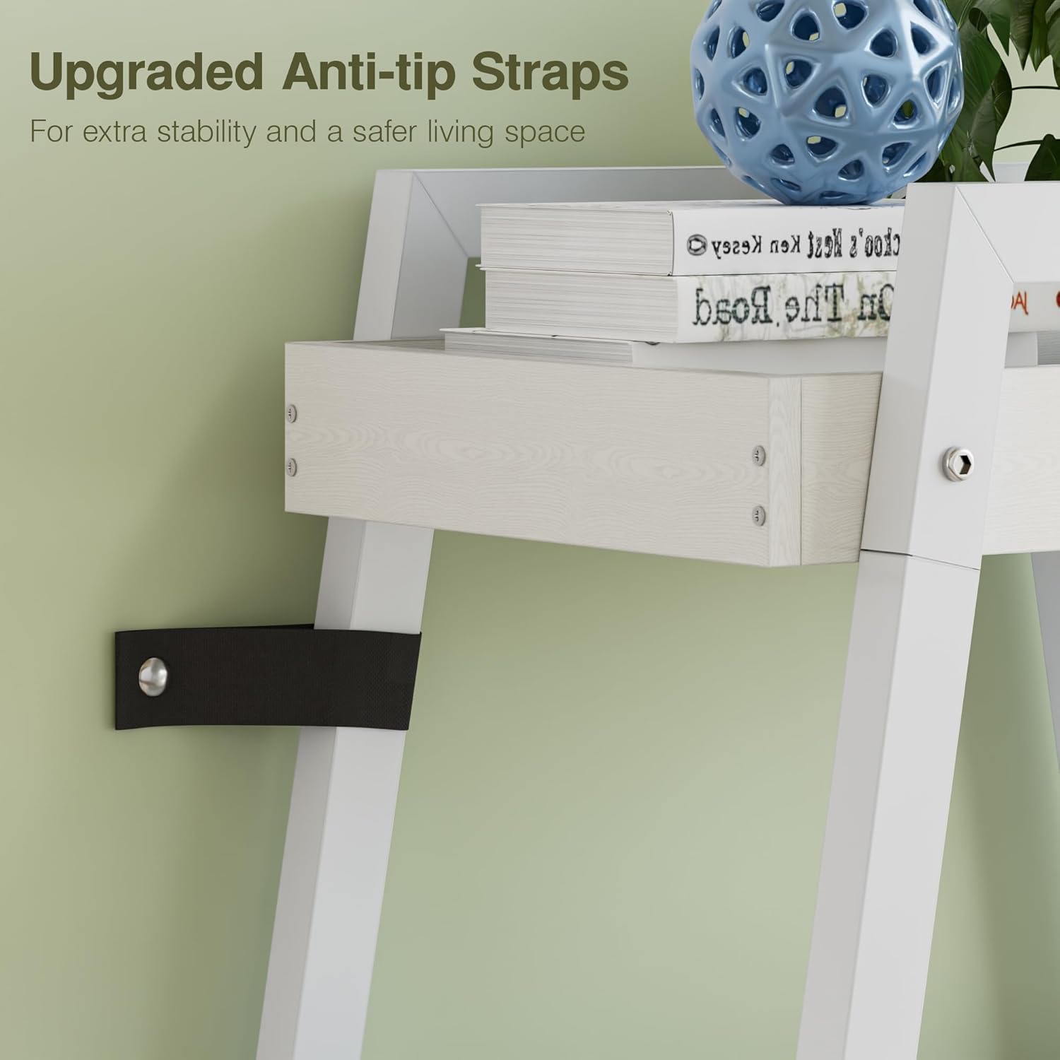 VECELO Ladder Shelf/Display Shelf 4 Tier Storage Bookcase Rack Wood & Steel