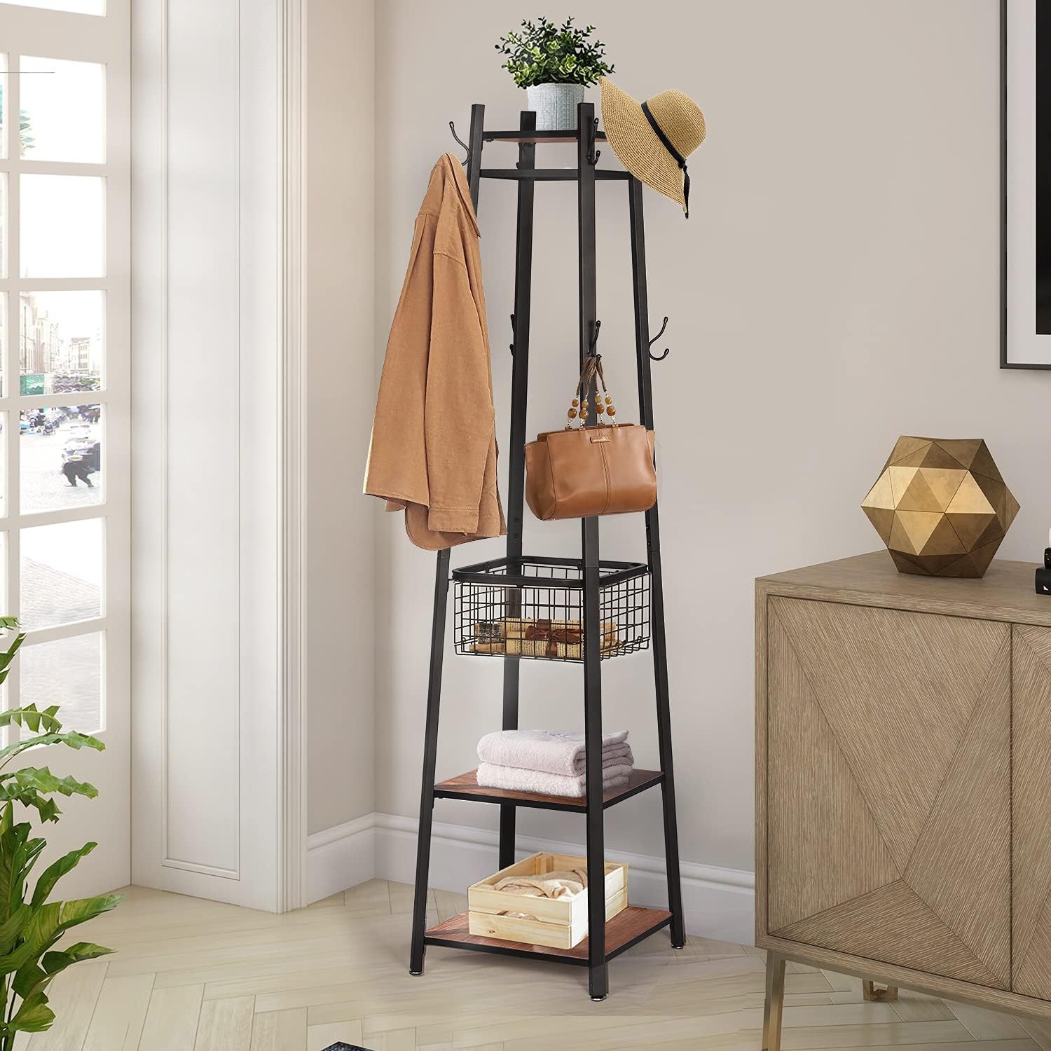 VECELO Coat Rack Freestanding Hall Tree - VECELO