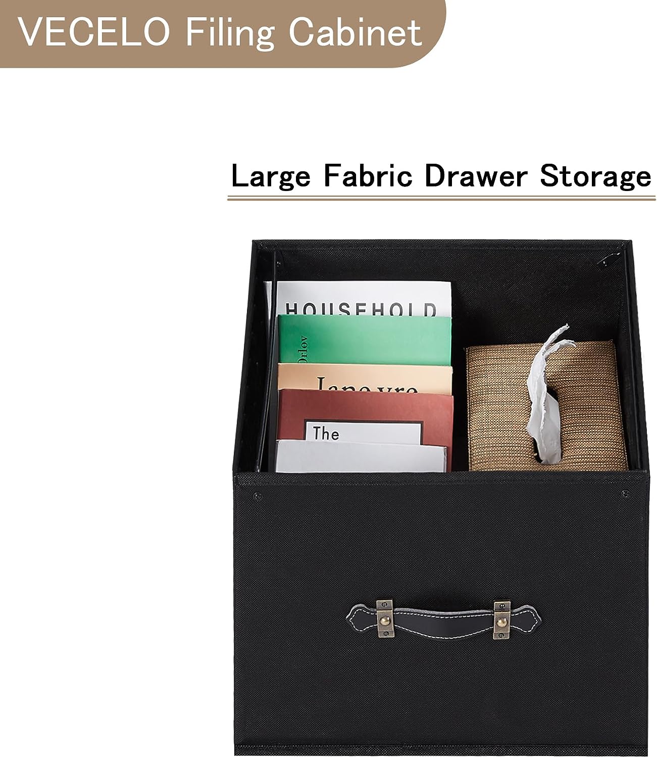 VECELO Lateral File Cabinet with 2 Big Rolling Printer Stand with 3 Open Storage Shelf