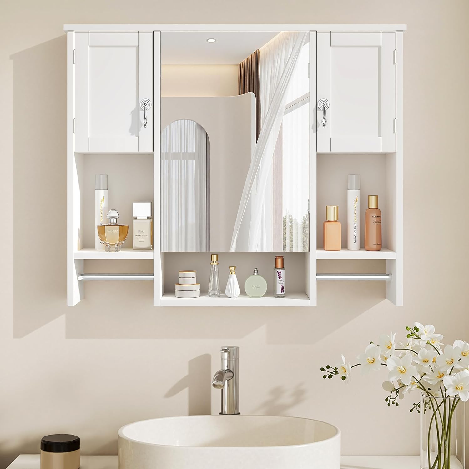 VECELO Bathroom Wall Cabinet with Mirror
