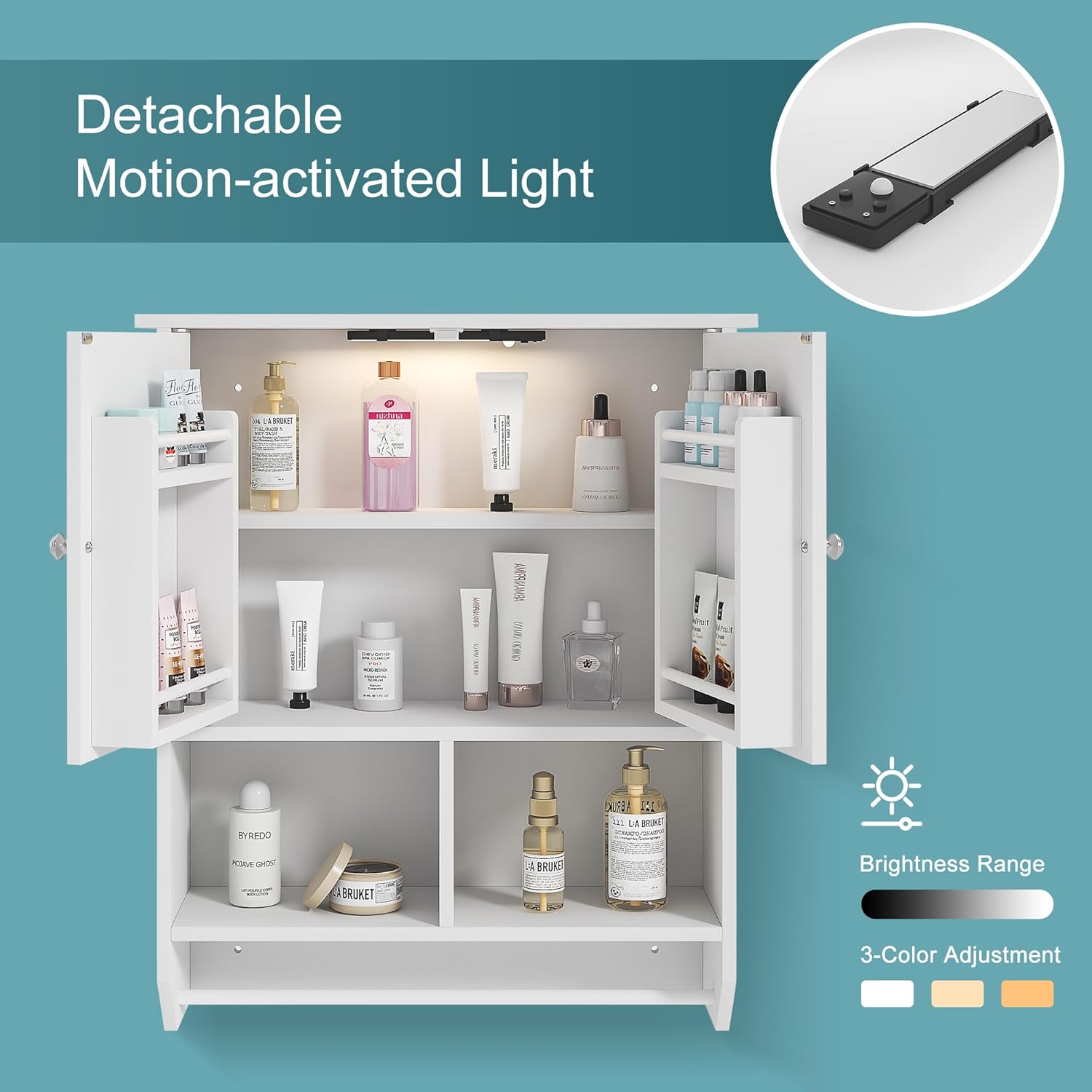 VECELO Bathroom Wall Cabinet with LED Light