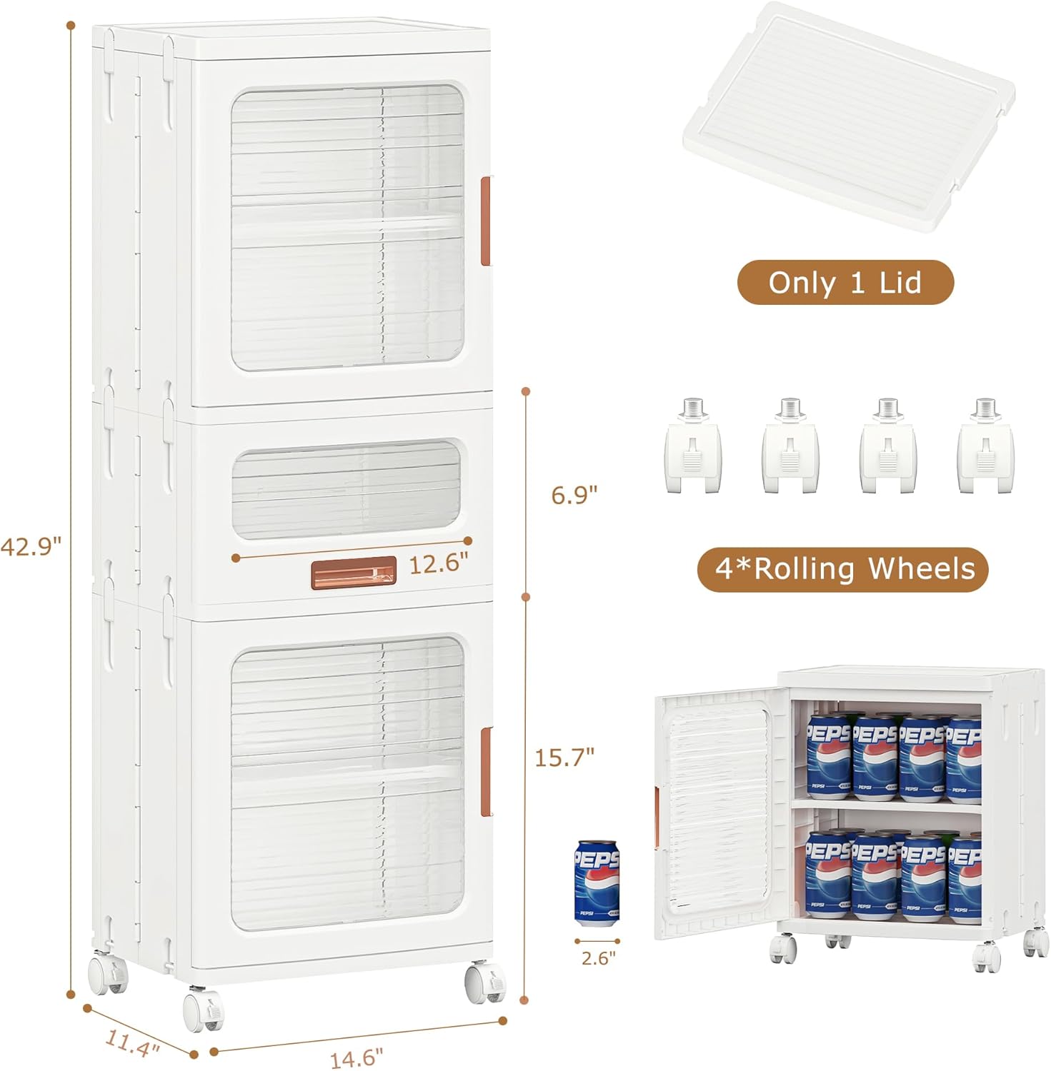 VECELO 3-Tier Narrow Bathroom Storage Cabinet with Drawer