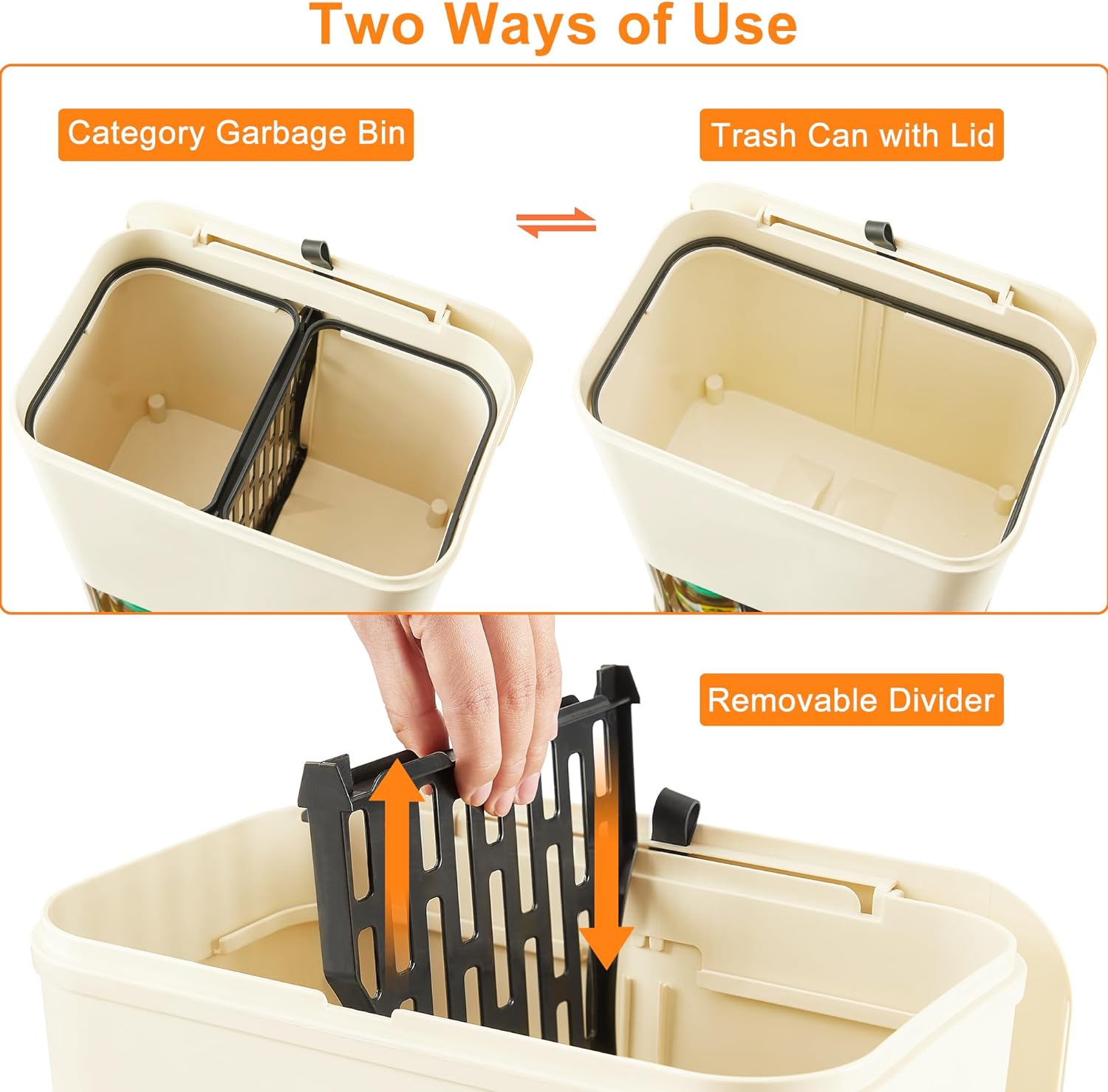 VECELO Kitchen Trash Can with Lid